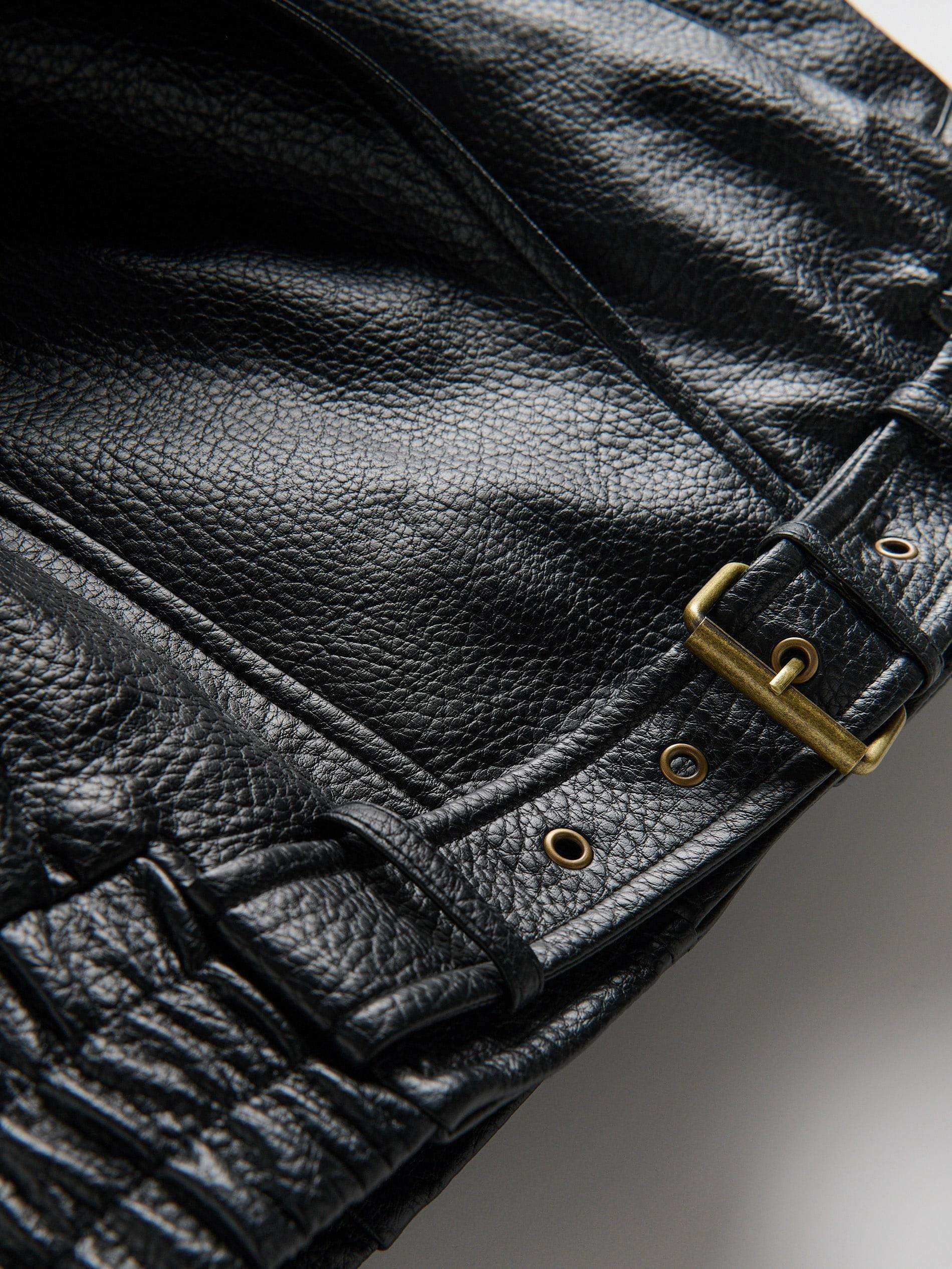 Black Faux Leather Jacket, Black, large image number 6