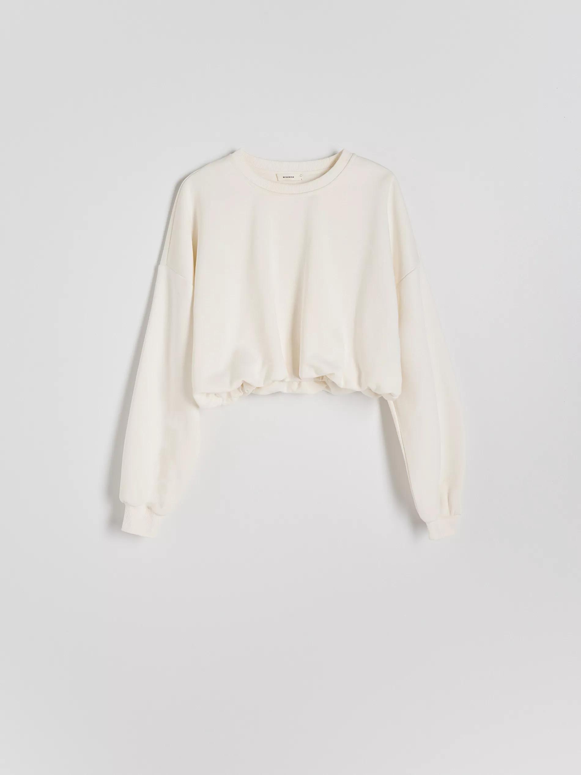 Cream Cropped Sweatshirt, , large image number 3
