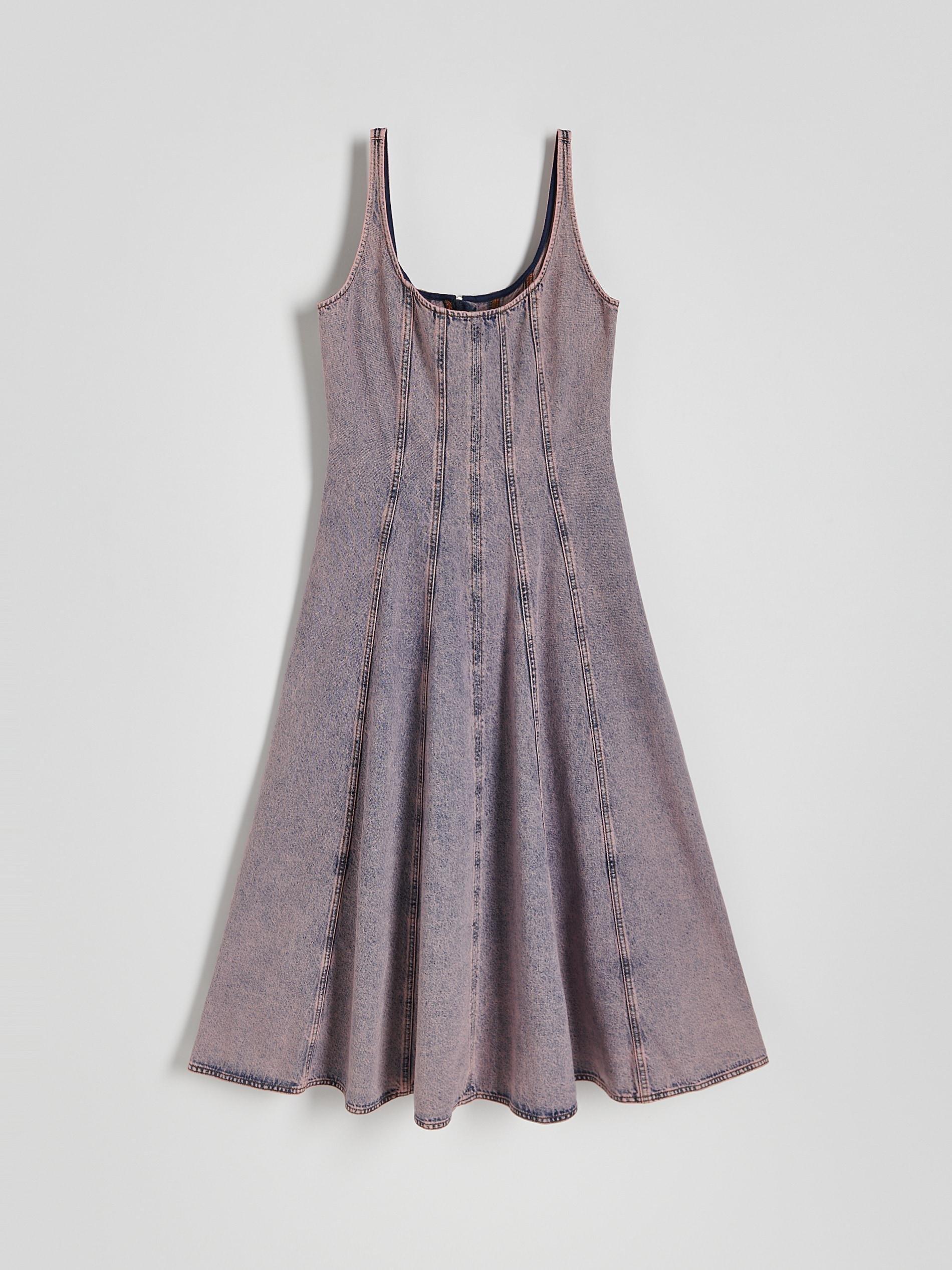 Pink Denim Dress With Stitching, , large image number 4