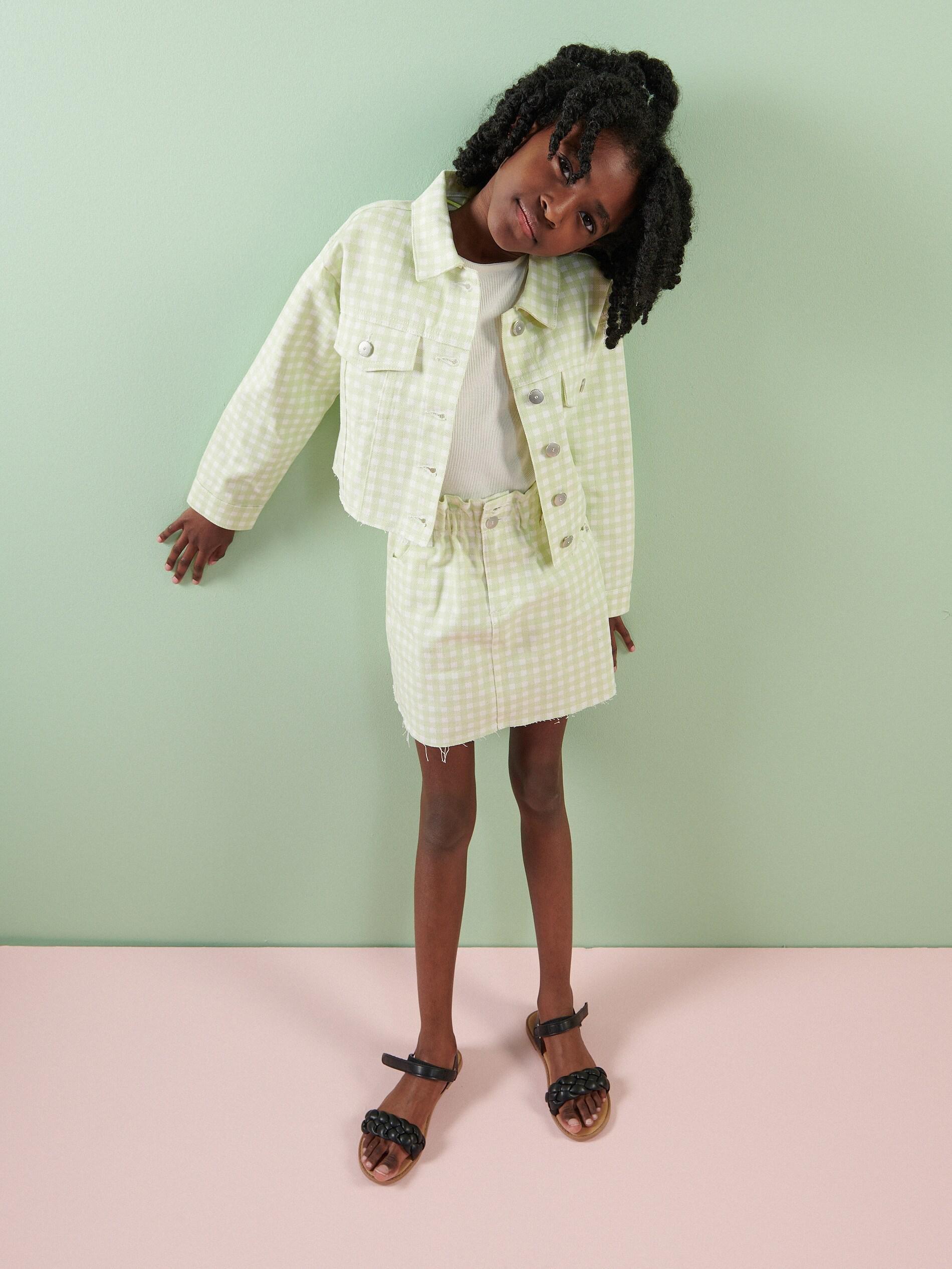 Reserved Light Green Check Mini Skirt Girls Azadea Kuwait