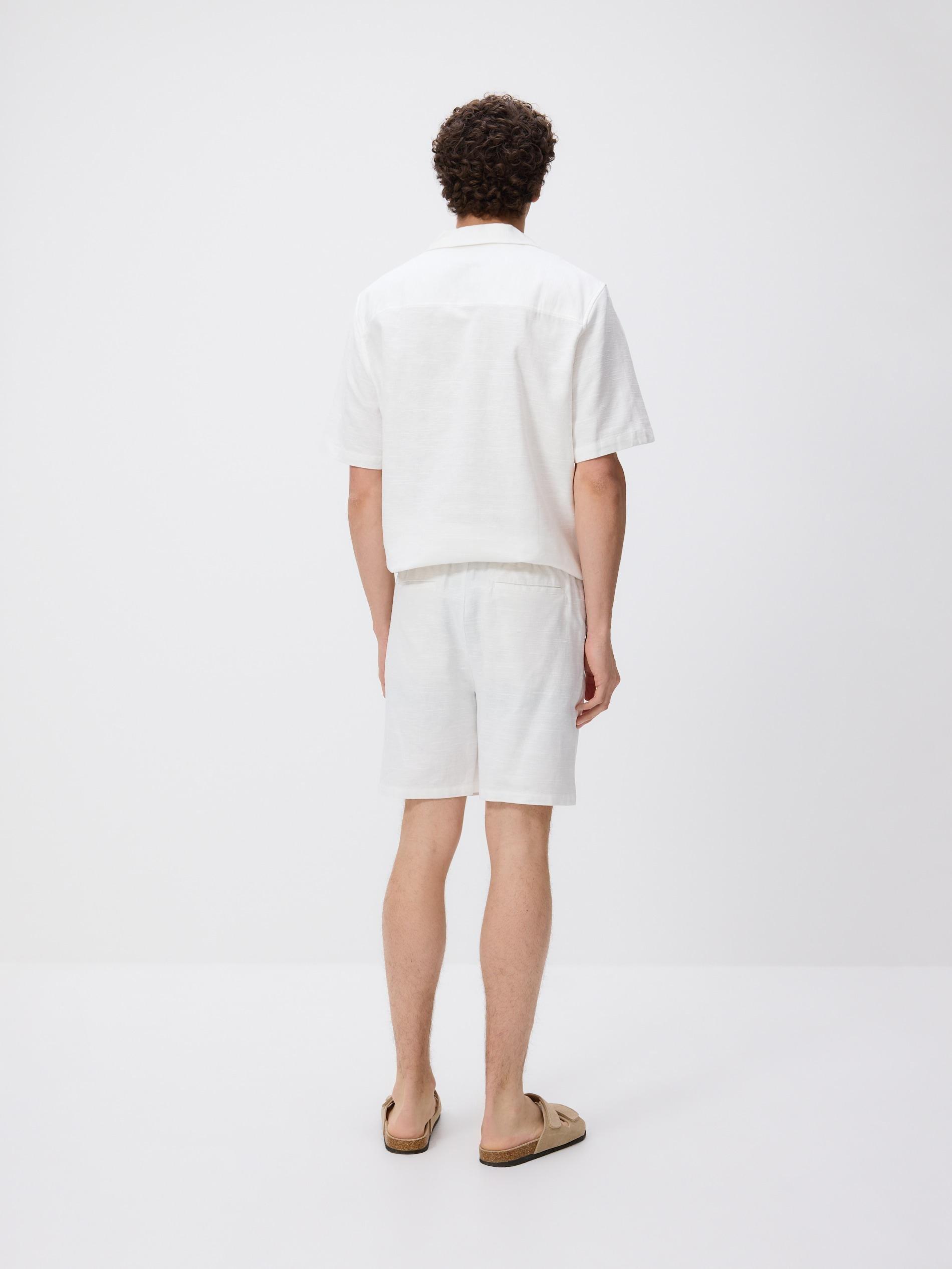 White Linen Jogger Shorts, White, large image number 2
