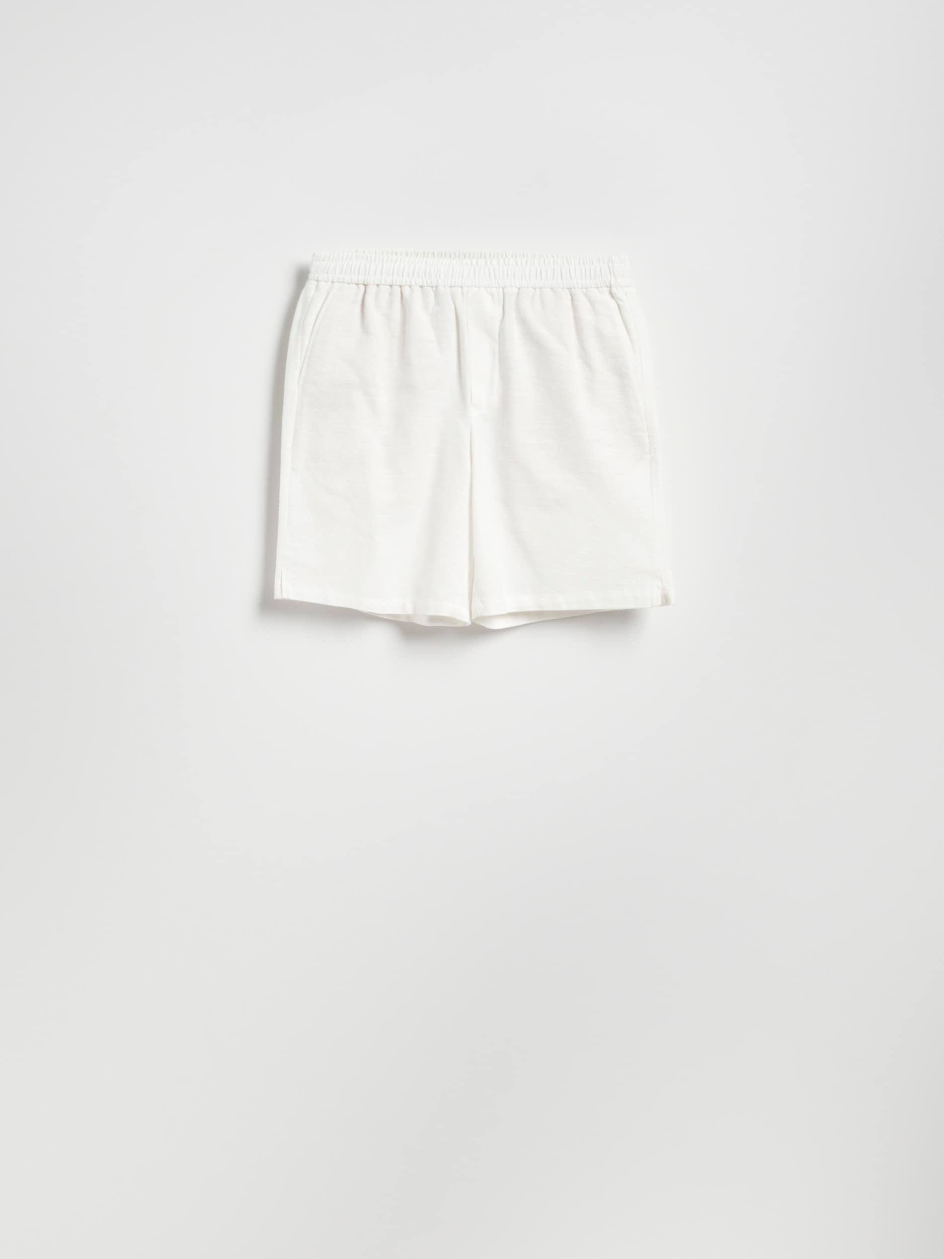 White Linen Jogger Shorts, White, large image number 3