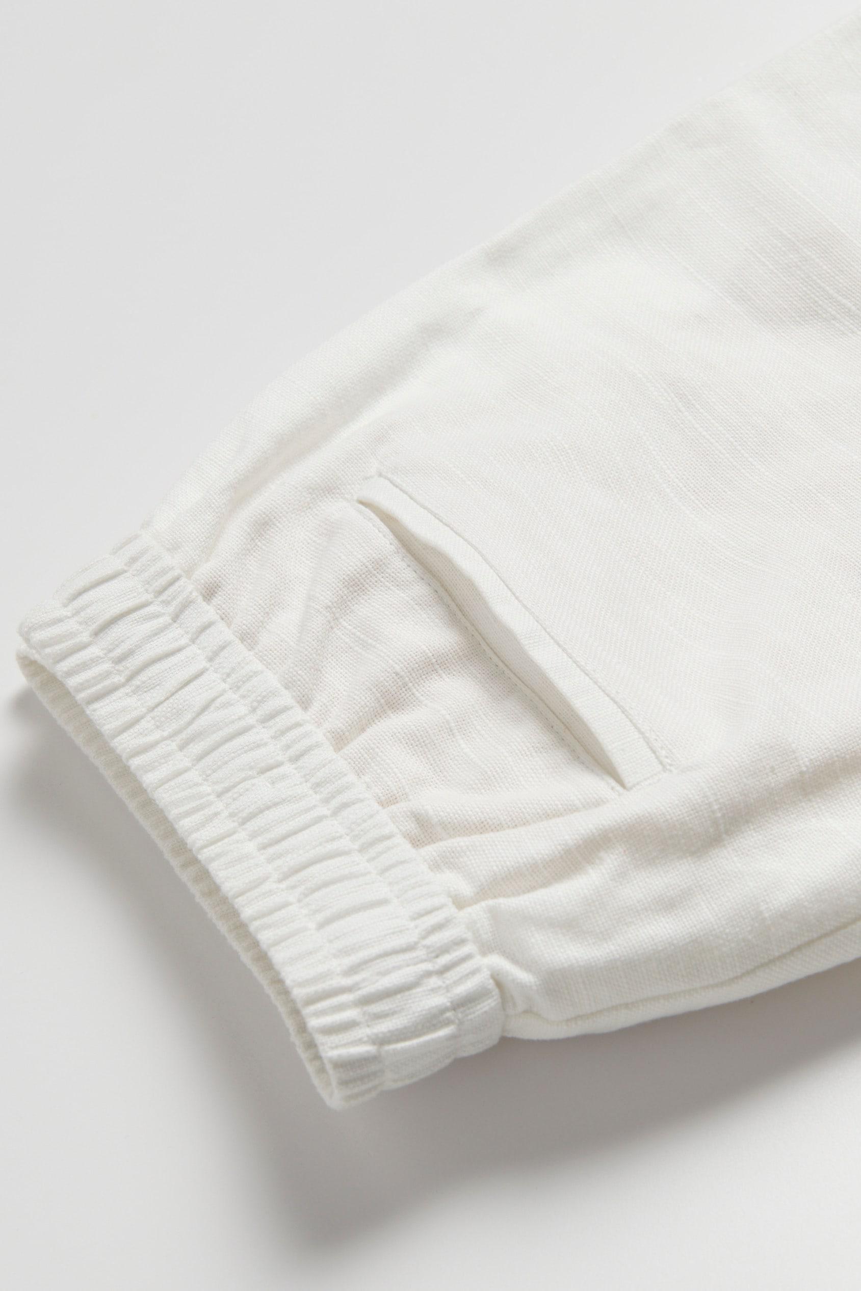 White Linen Jogger Shorts, White, large image number 4
