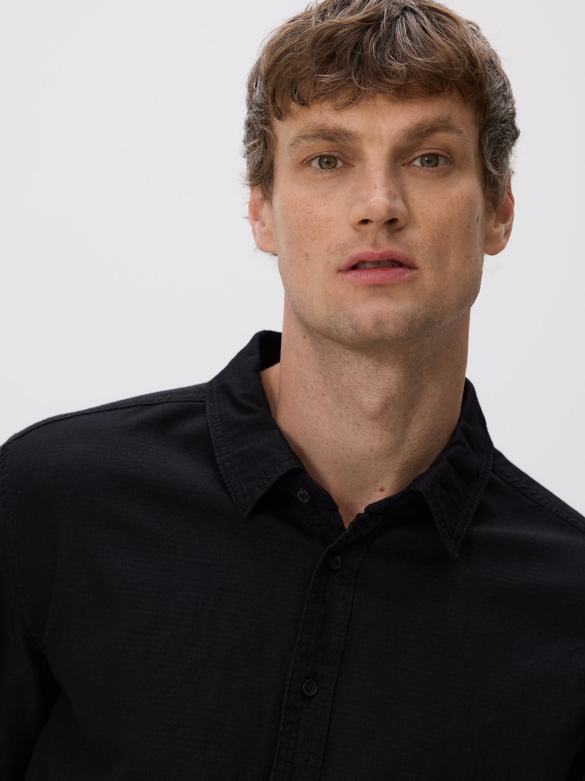 BLACK Regular fit denim shirt, Black, large image number 2