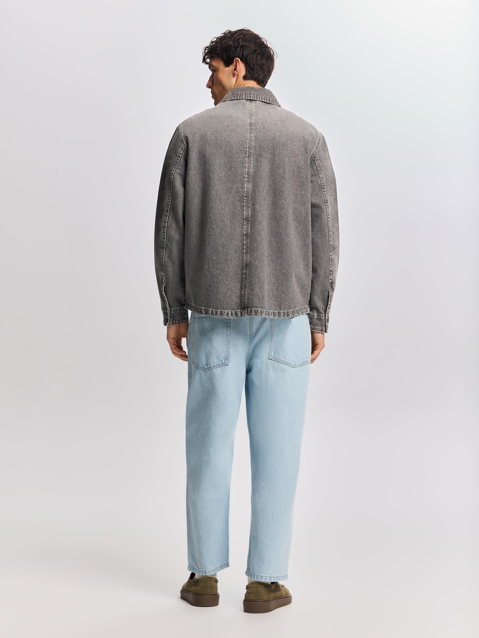 Grey Comfort Fit Denim Shirt, Light grey, large image number 2