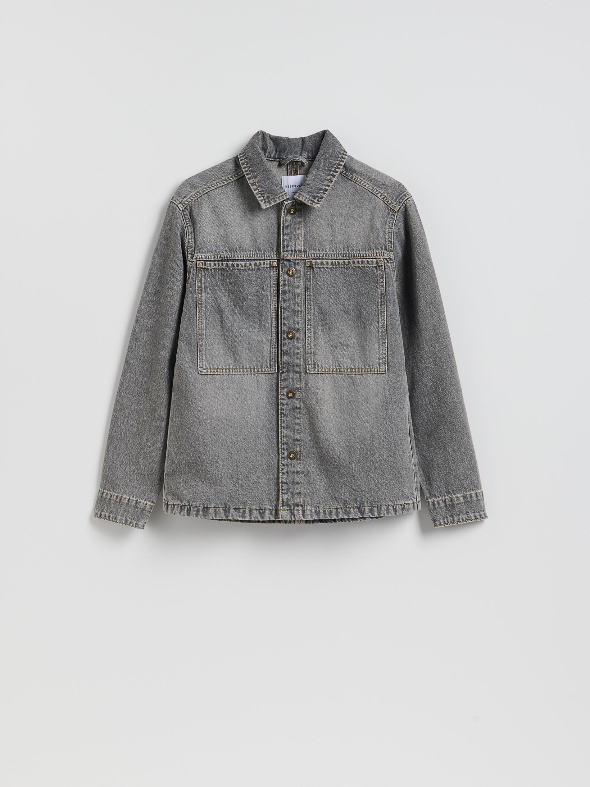 Grey Comfort Fit Denim Shirt, Light grey, large image number 4