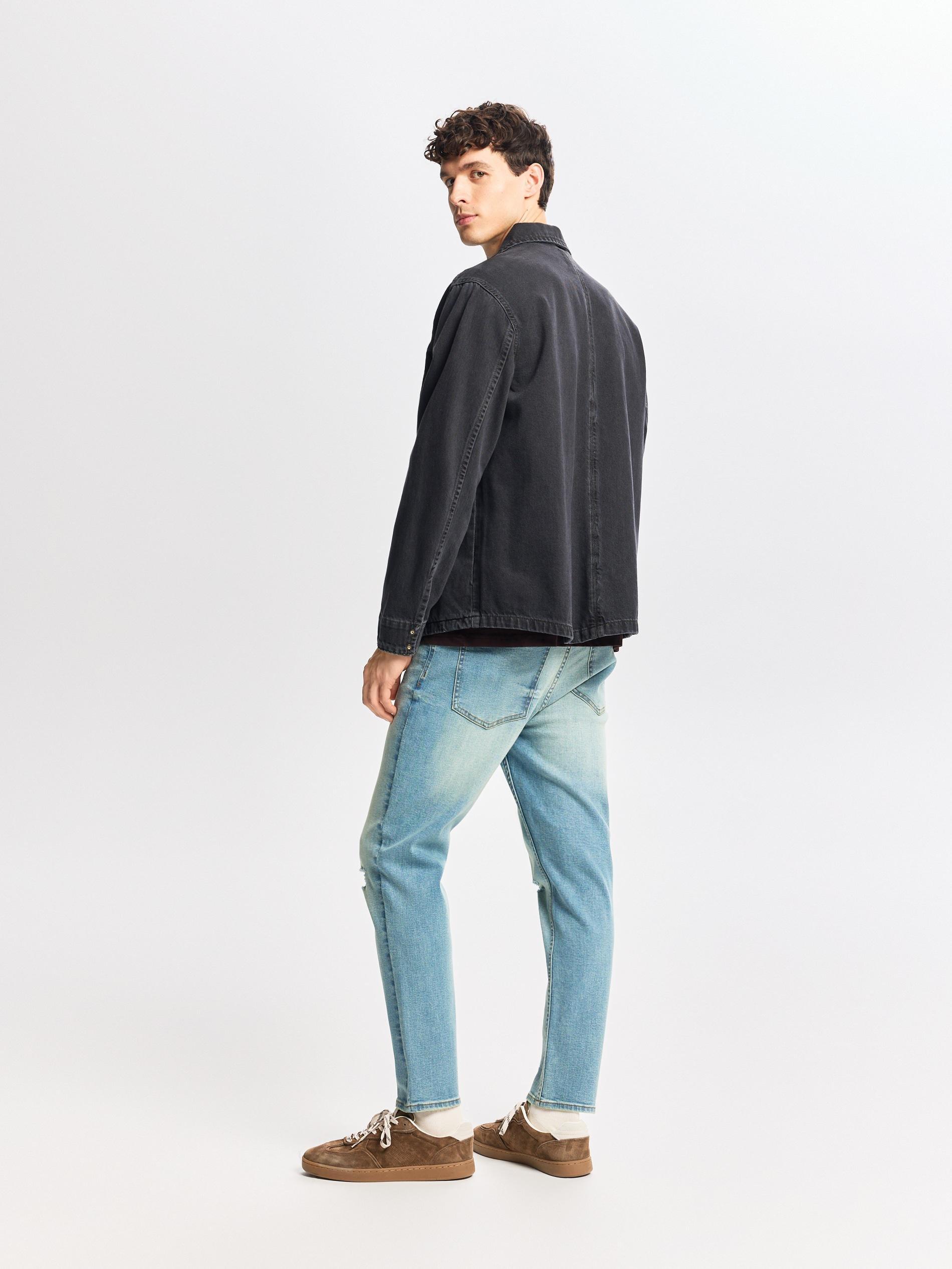 Black Comfort Fit Denim Shirt, Black, large image number 3