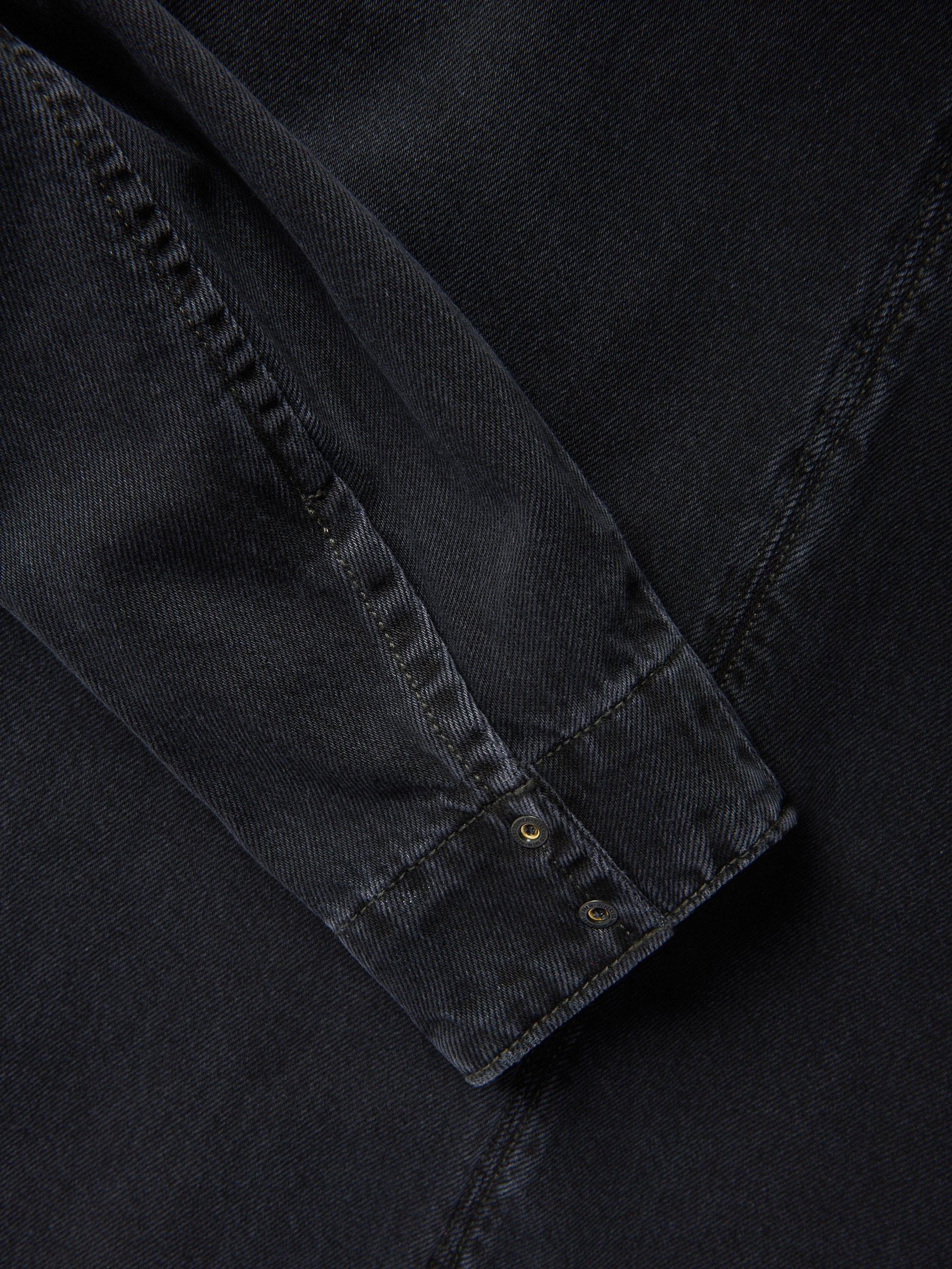 Black Comfort Fit Denim Shirt, Black, large image number 5