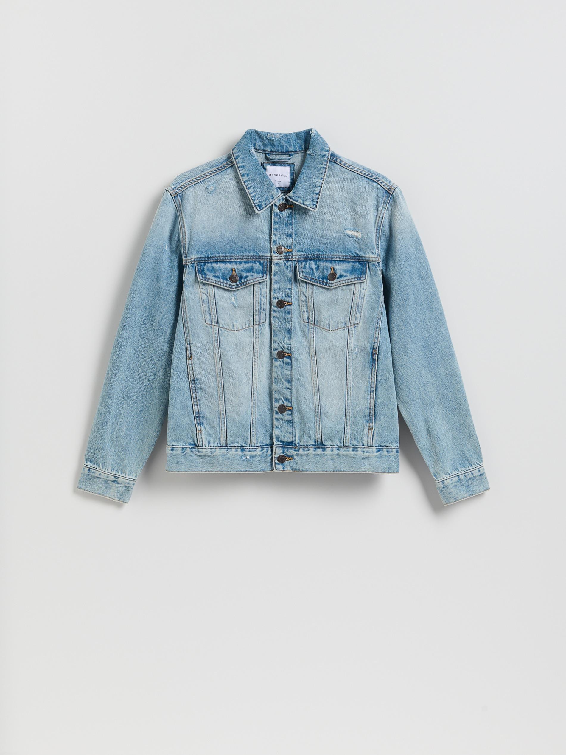 Blue Denim Jacket With Wash Effect, Blue, medium