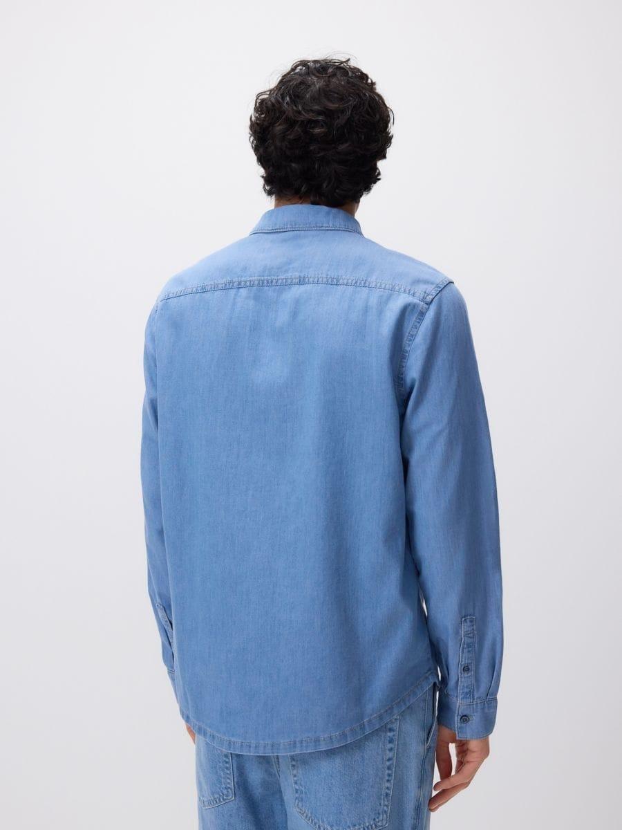 Blue Regular Fit Denim Shirt, Blue, medium