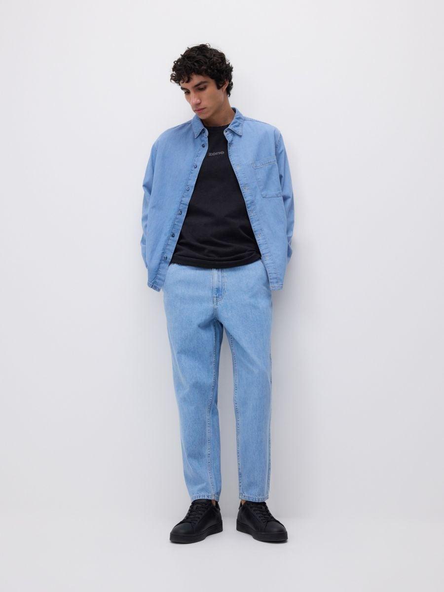 Blue Regular Fit Denim Shirt, Blue, medium