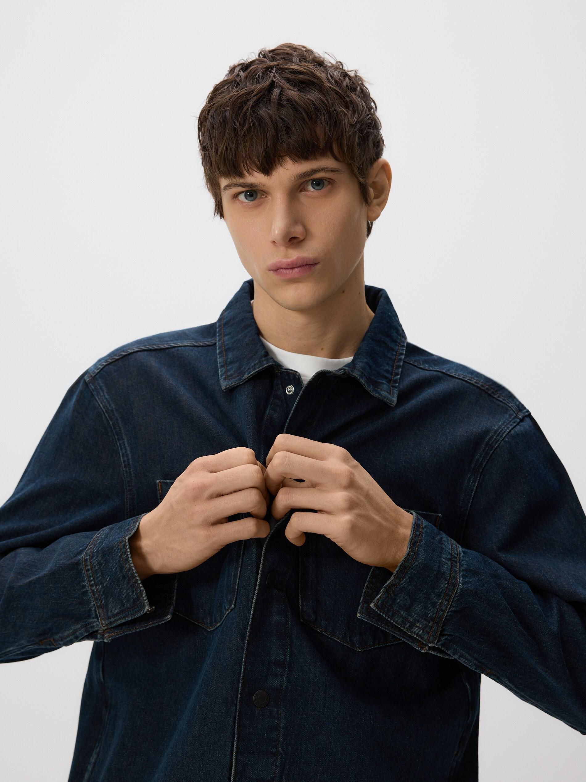 Blue Comfort Fit Denim Shirt, Blue, medium