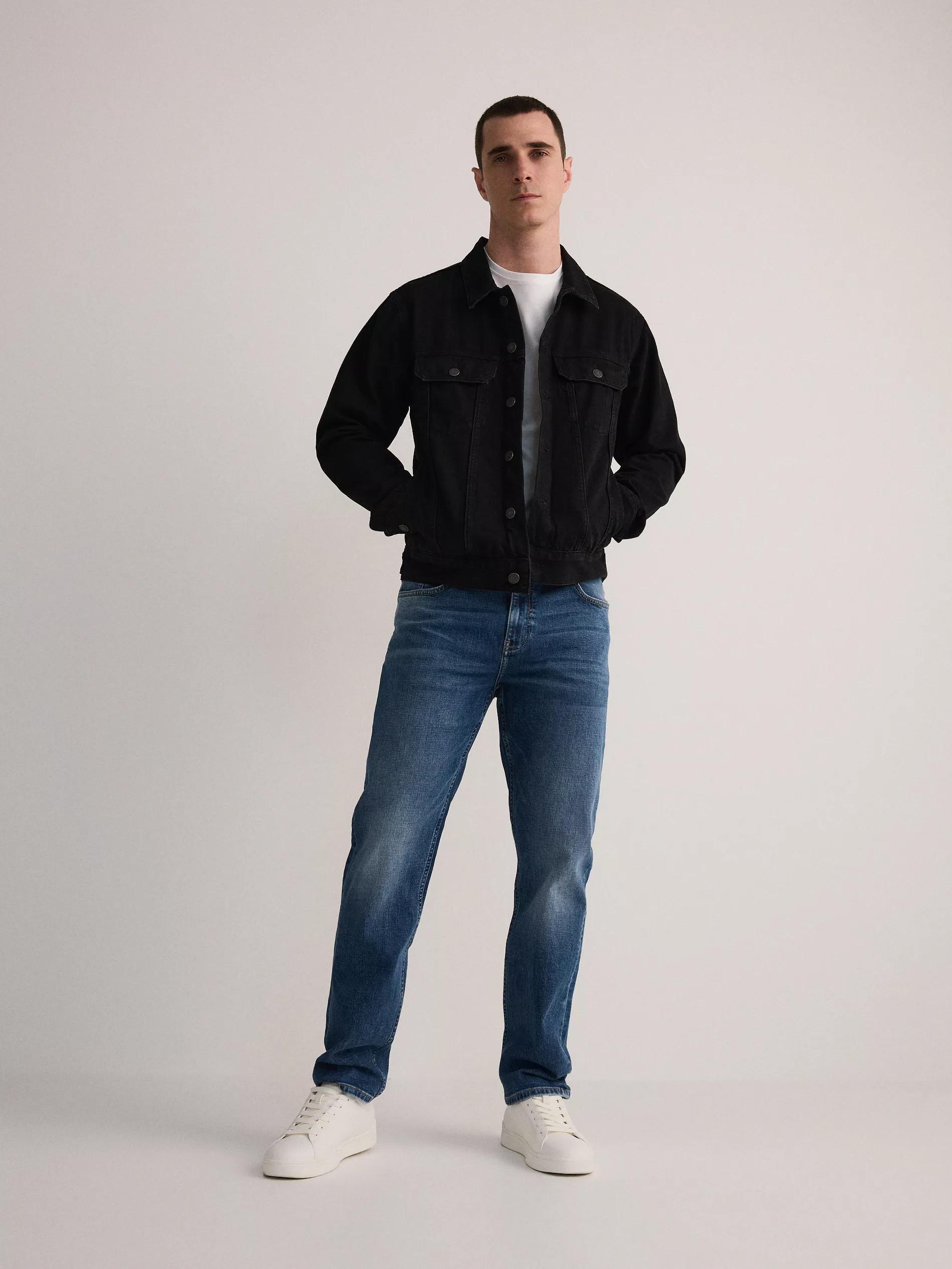 Blue Straight Jeans With Pre-Wash Effect, , large image number 1
