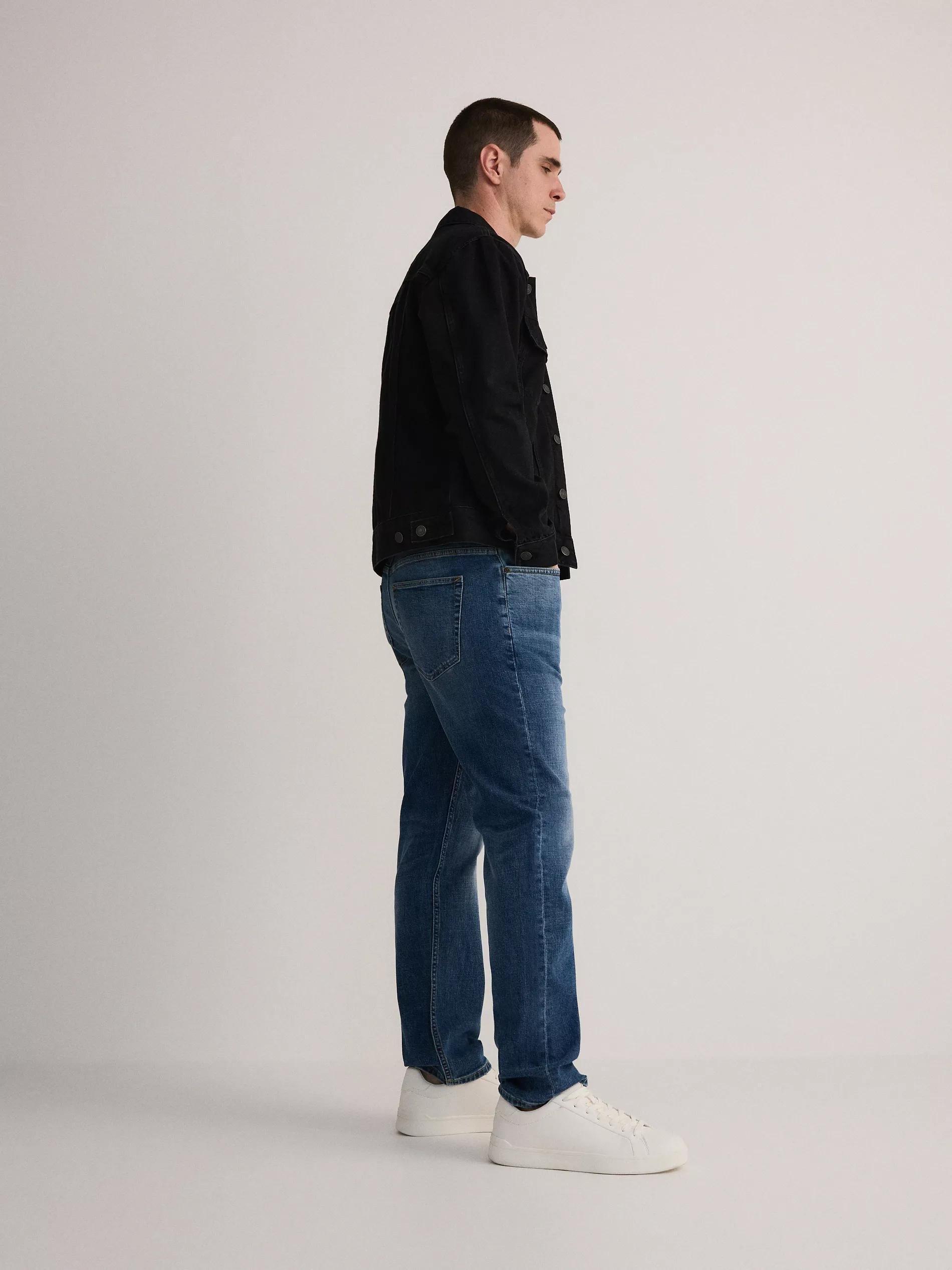 Blue Straight Jeans With Pre-Wash Effect, , large image number 2