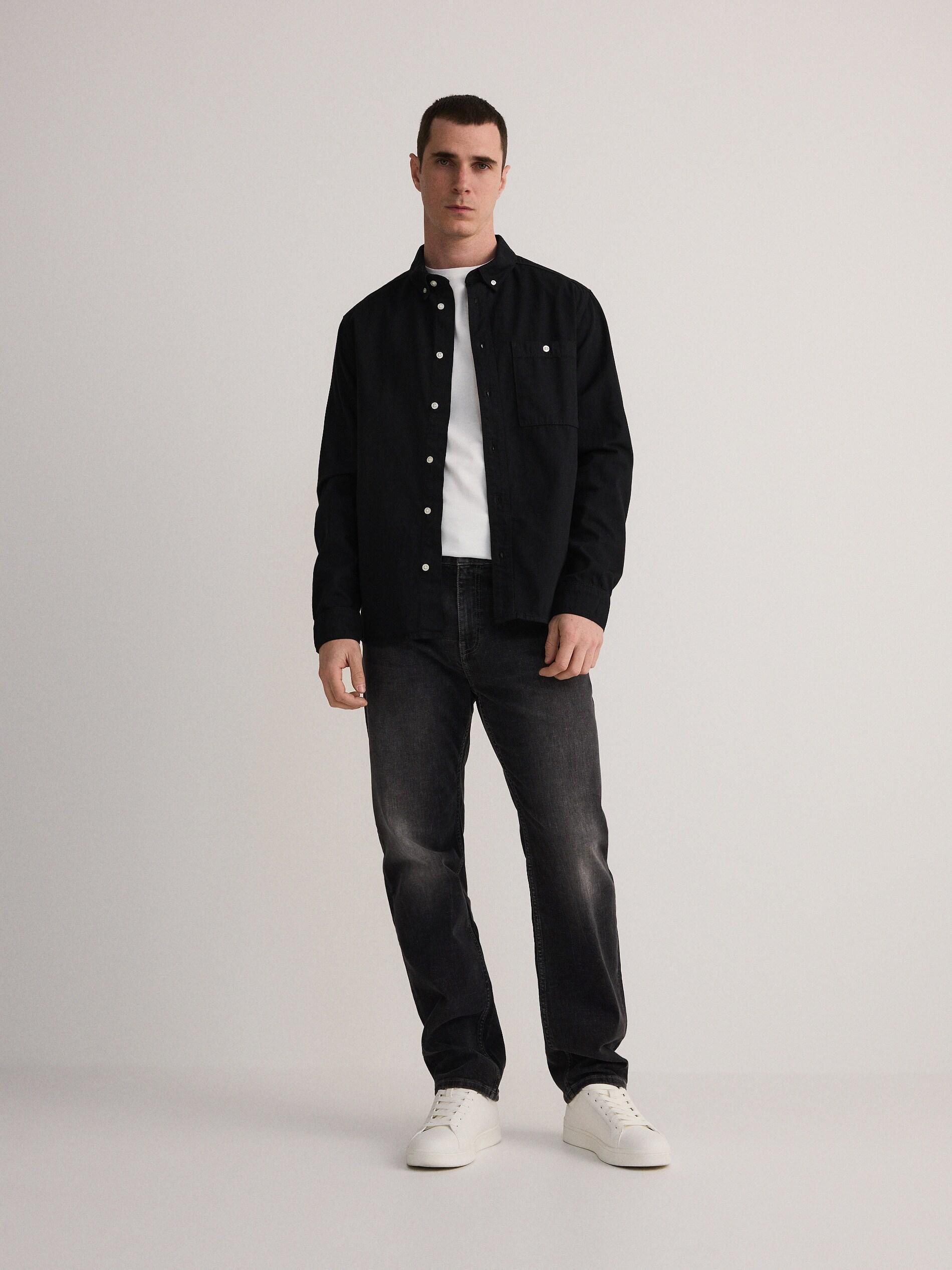 Grey Straight Jeans With Pre-Wash Effect, Grey, large image number 3