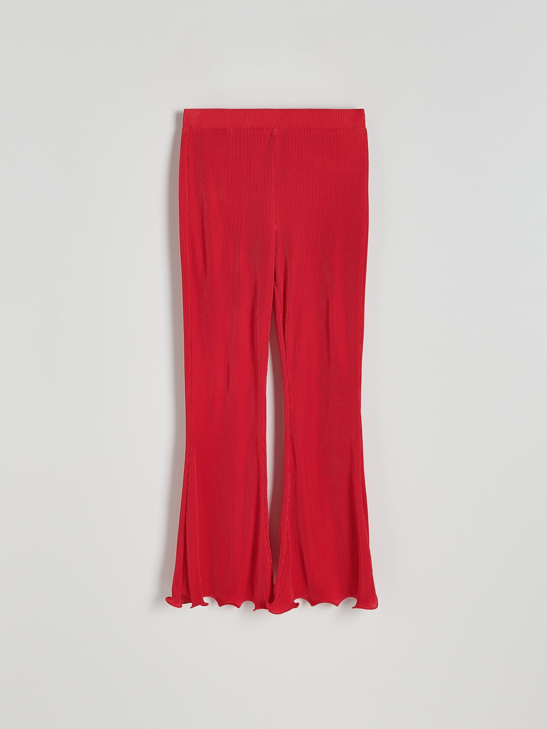 Red Ruffled Detail Trousers, , large image number 4