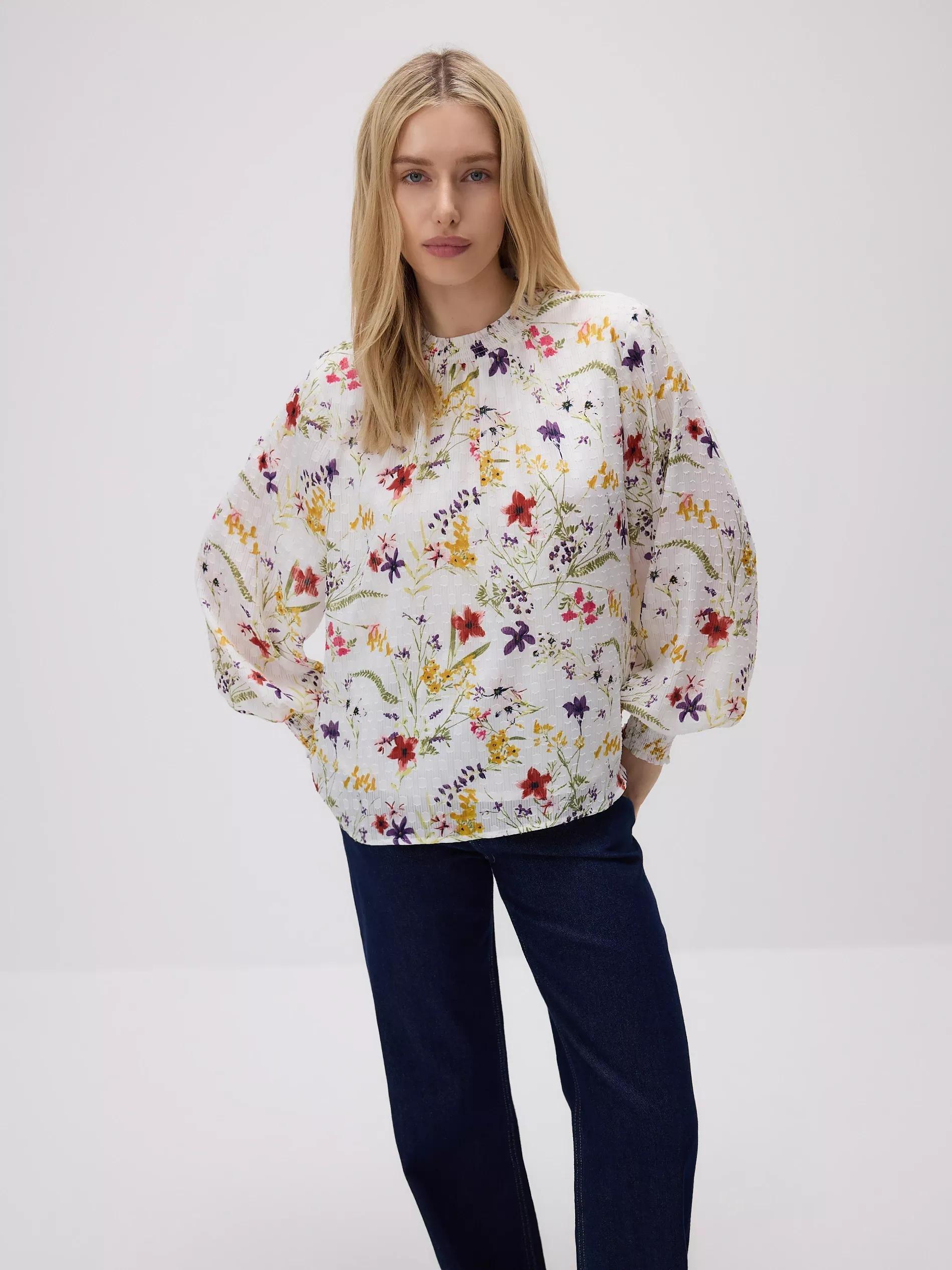 Multicolour Floral Blouse, Turquoise, large image number 0