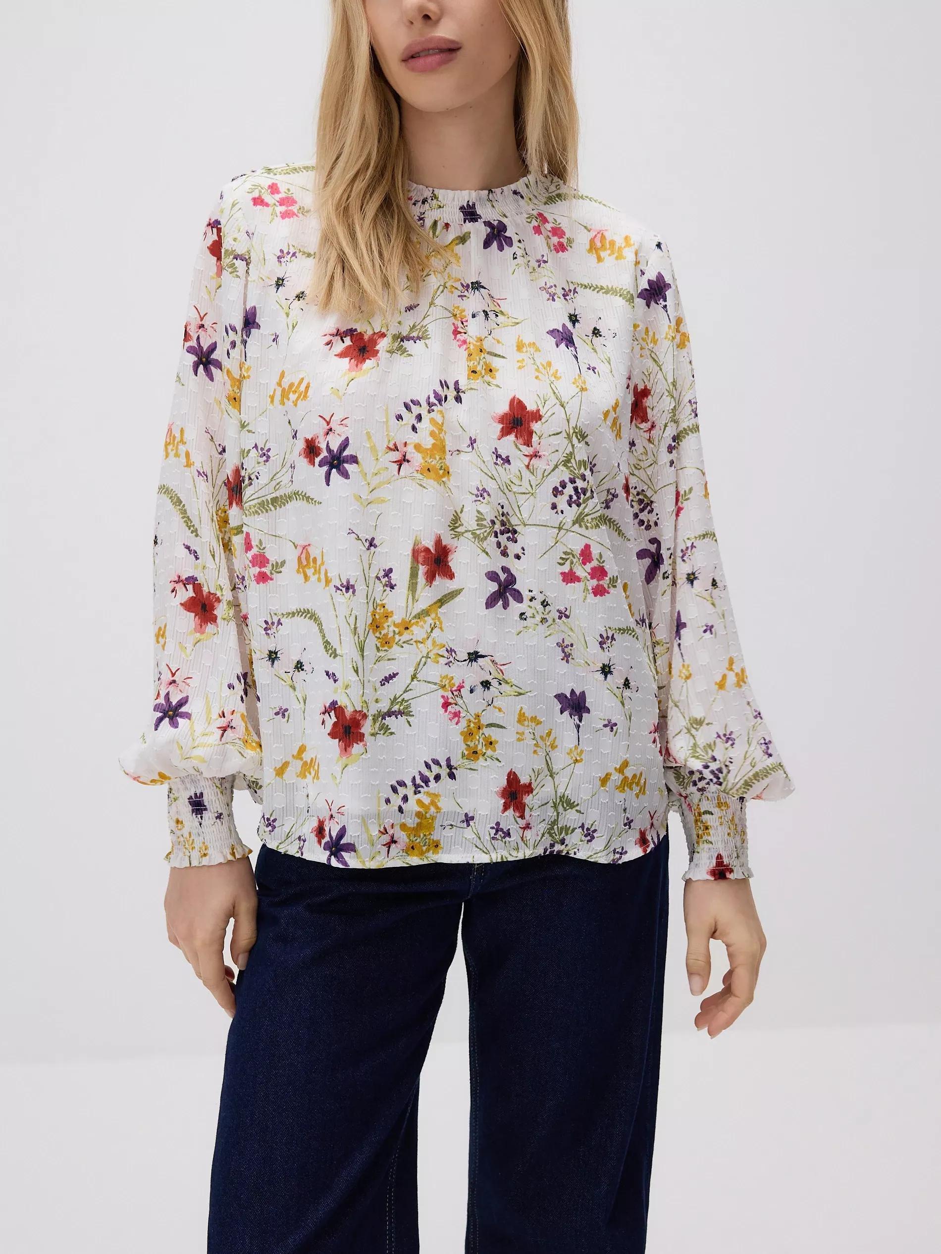 Multicolour Floral Blouse, Turquoise, large image number 2