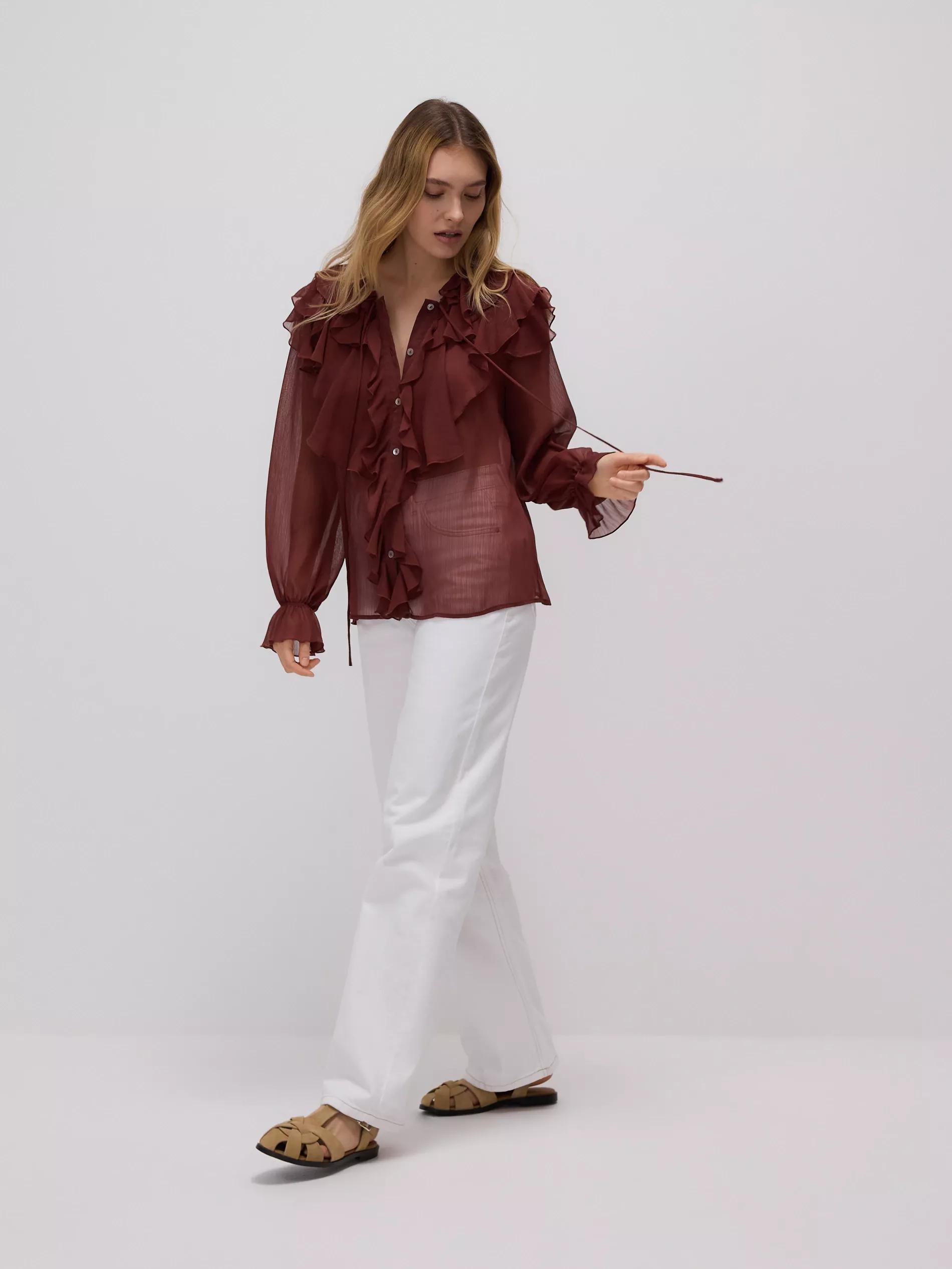 MAROON Shirt with stunning ruffles, , large image number 0