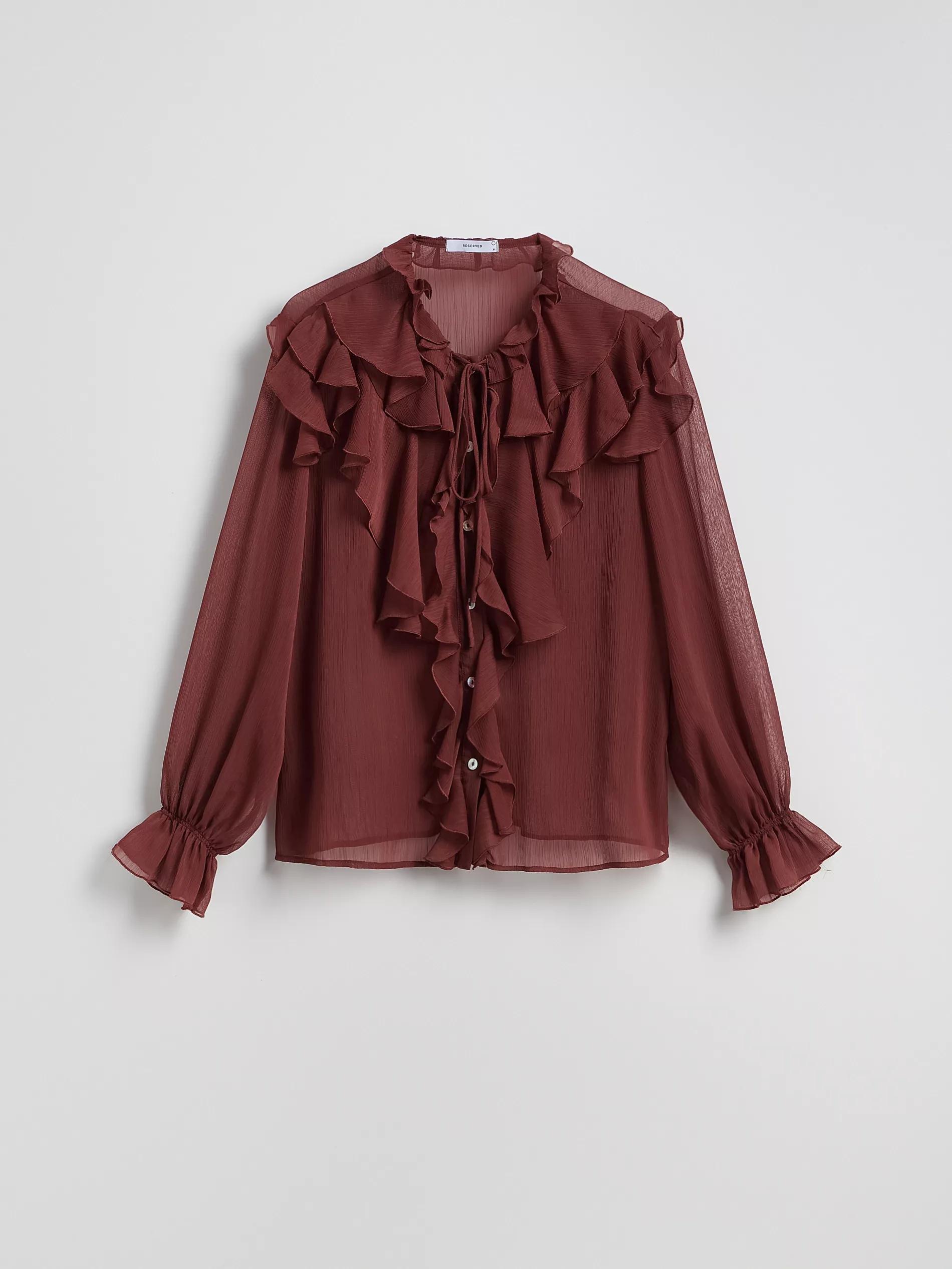 MAROON Shirt with stunning ruffles, Burgundy, large image number 5