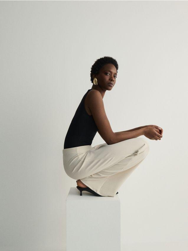 Nude Wide Leg Trousers, , large image number 0
