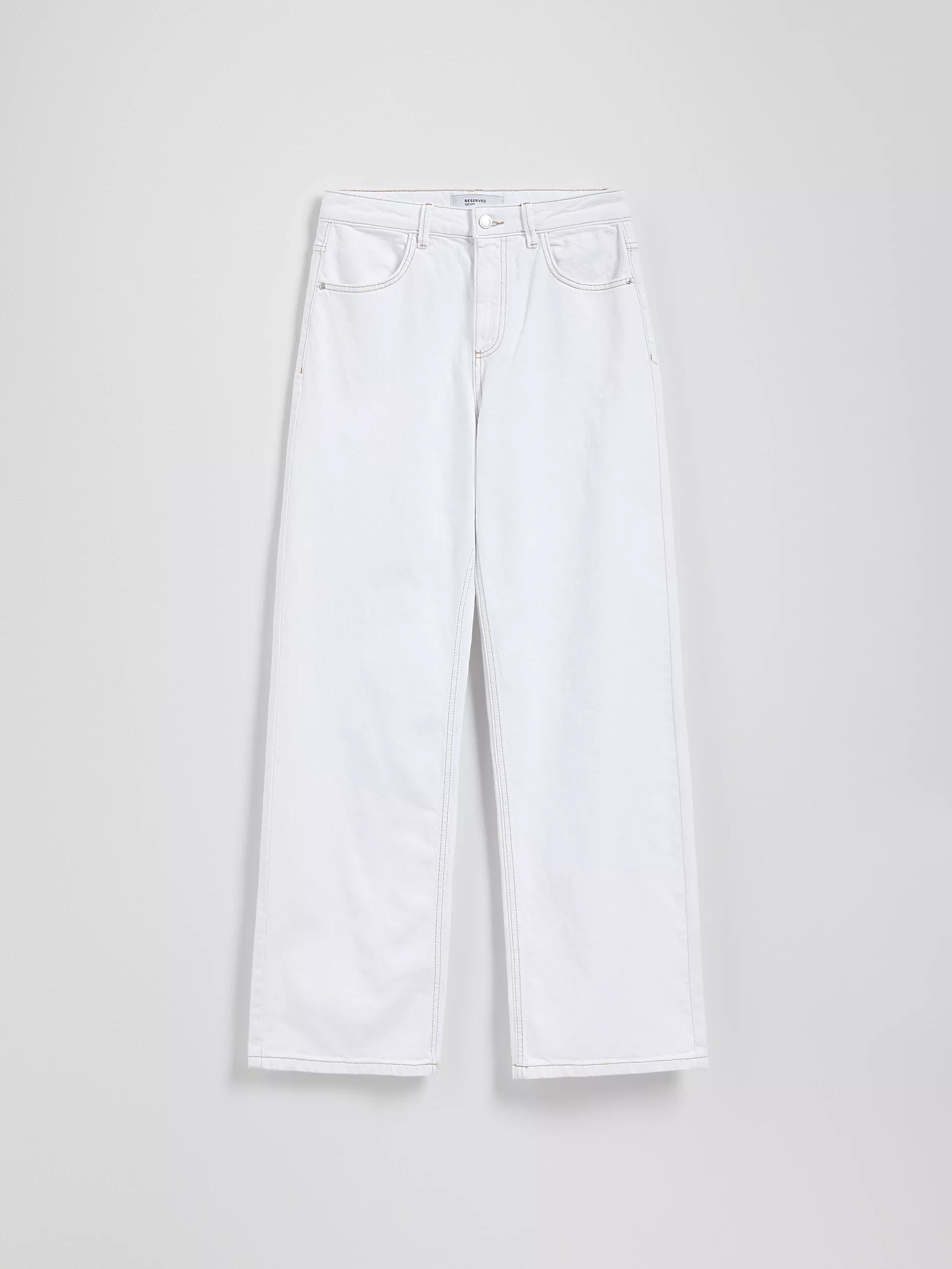 White Wide Leg Jeans, , large image number 0
