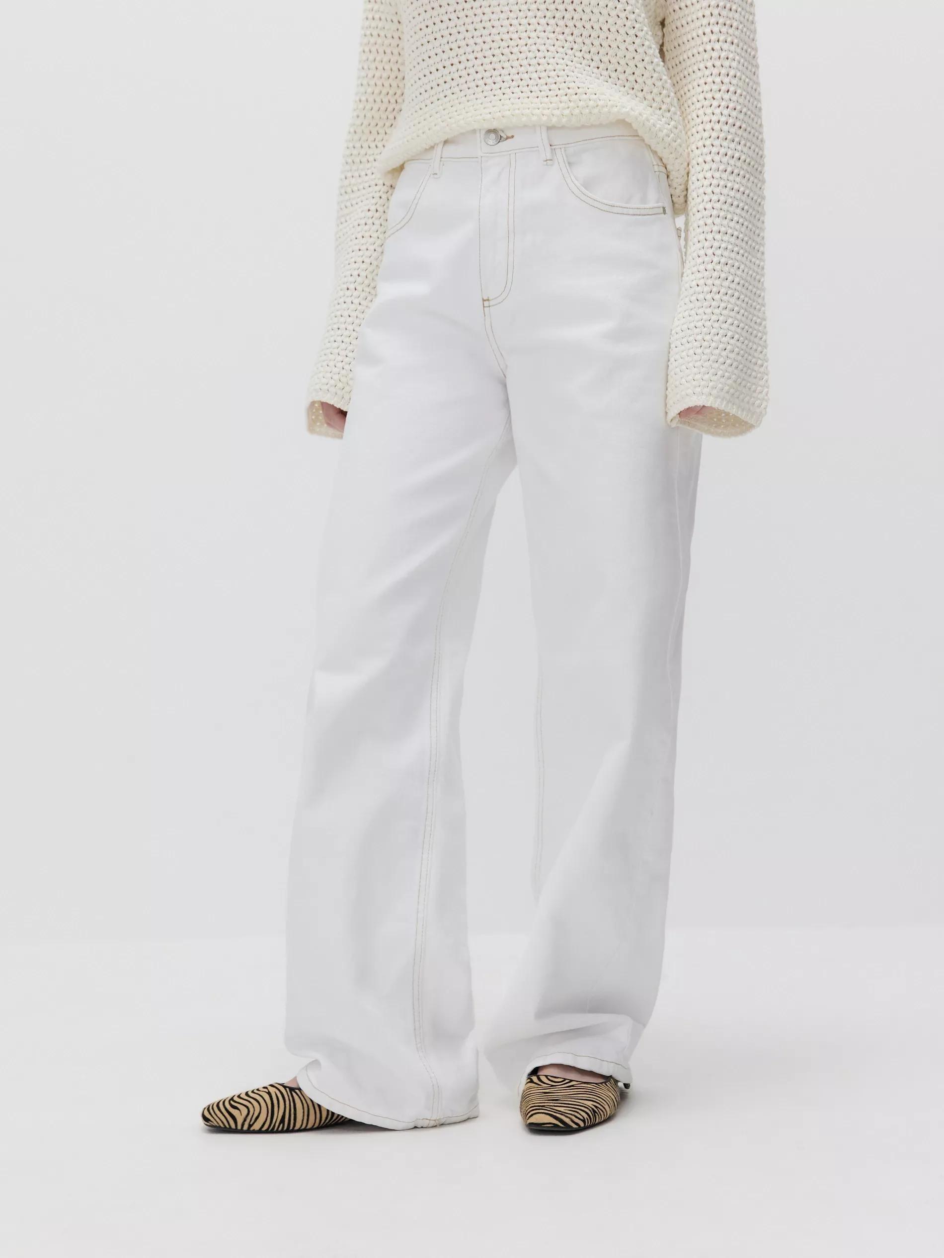 White Wide Leg Jeans, , large image number 3