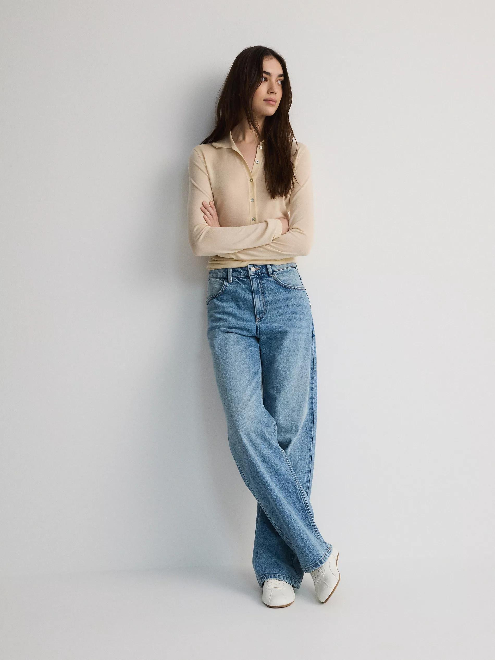 Blue Wide-Leg Jeans, , large image number 4