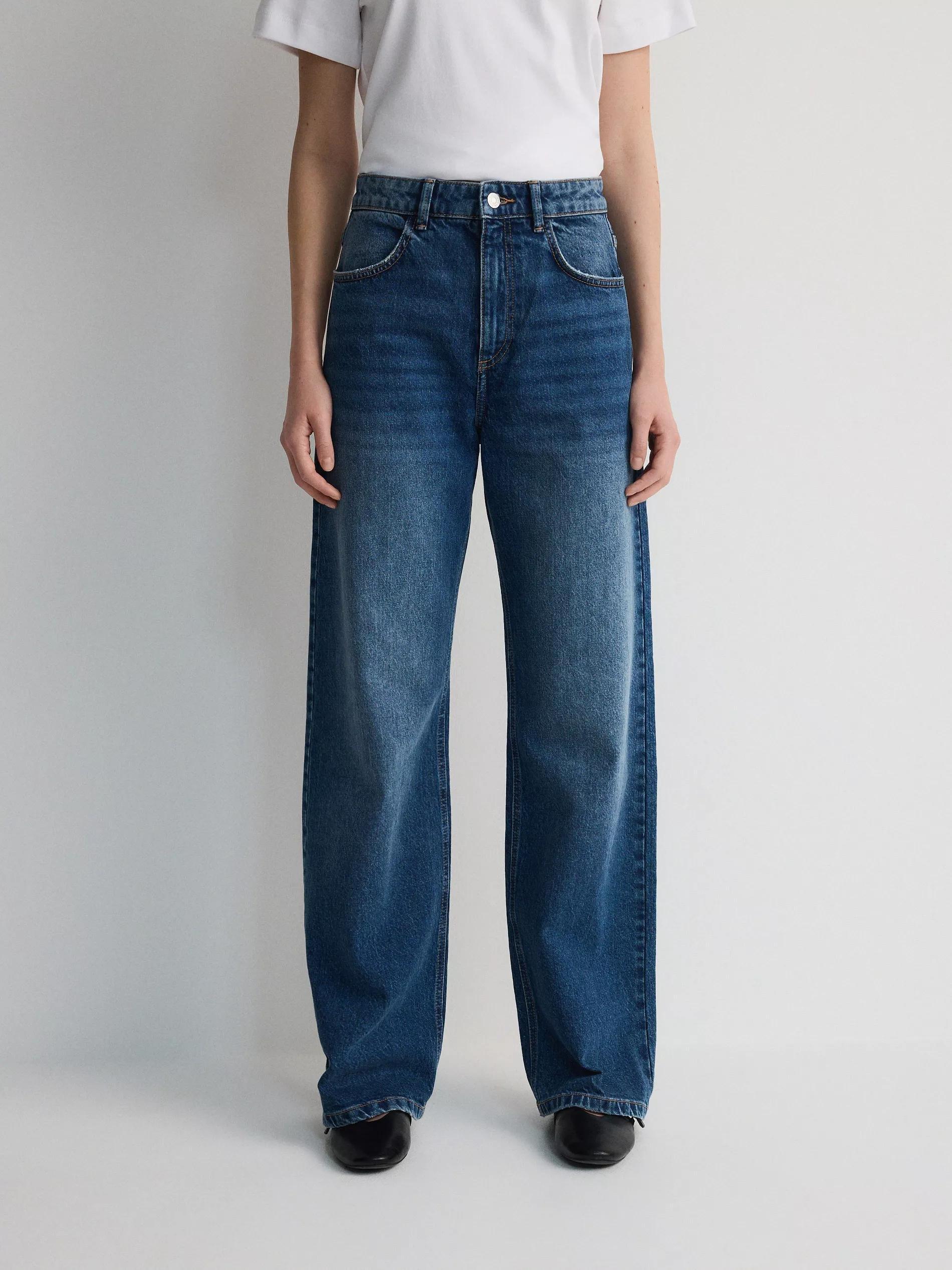 Blue Light Wash Wide-Leg Jeans, , large image number 0