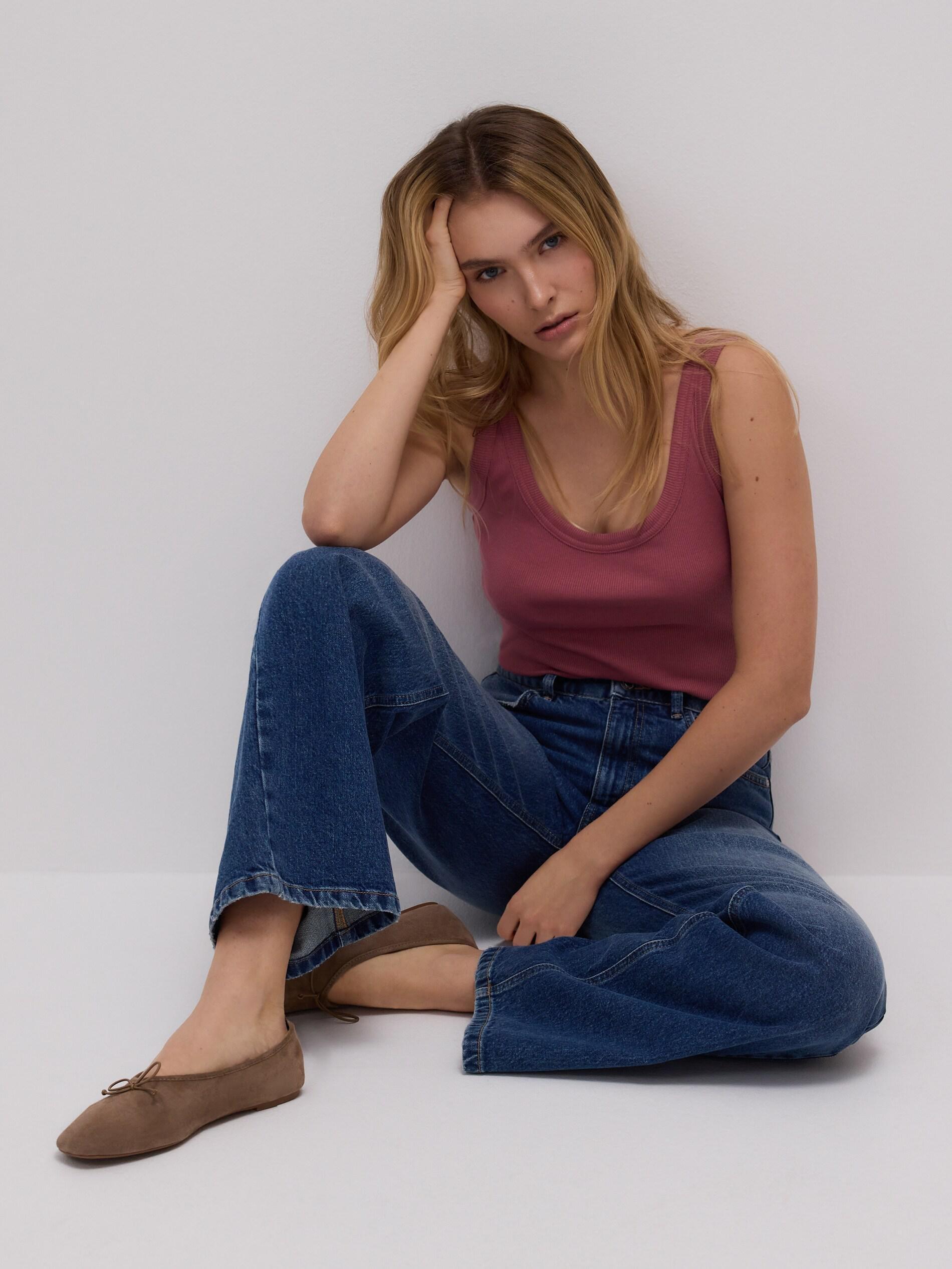 Blue Light Wash Wide-Leg Jeans, Navy, medium