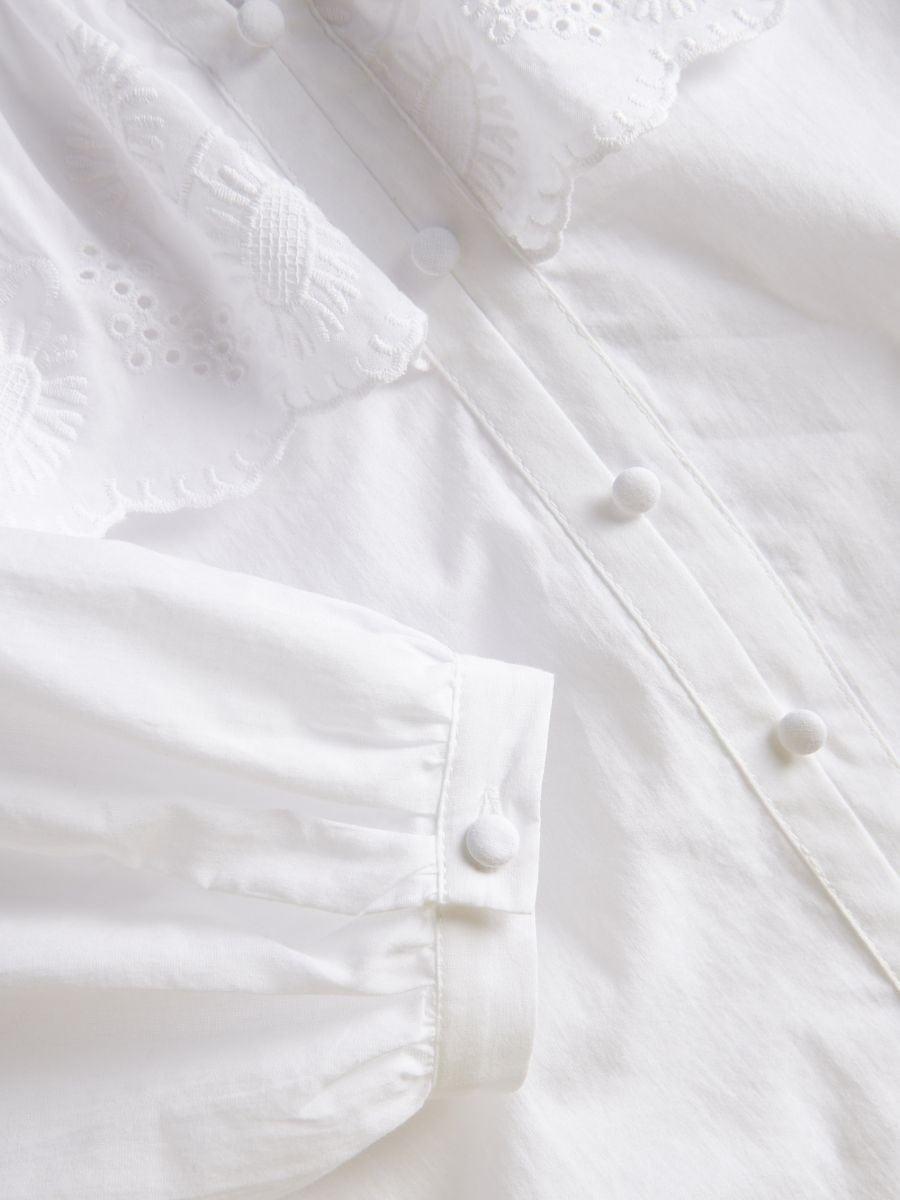 White Cotton Blouse With Flounce, , large image number 1