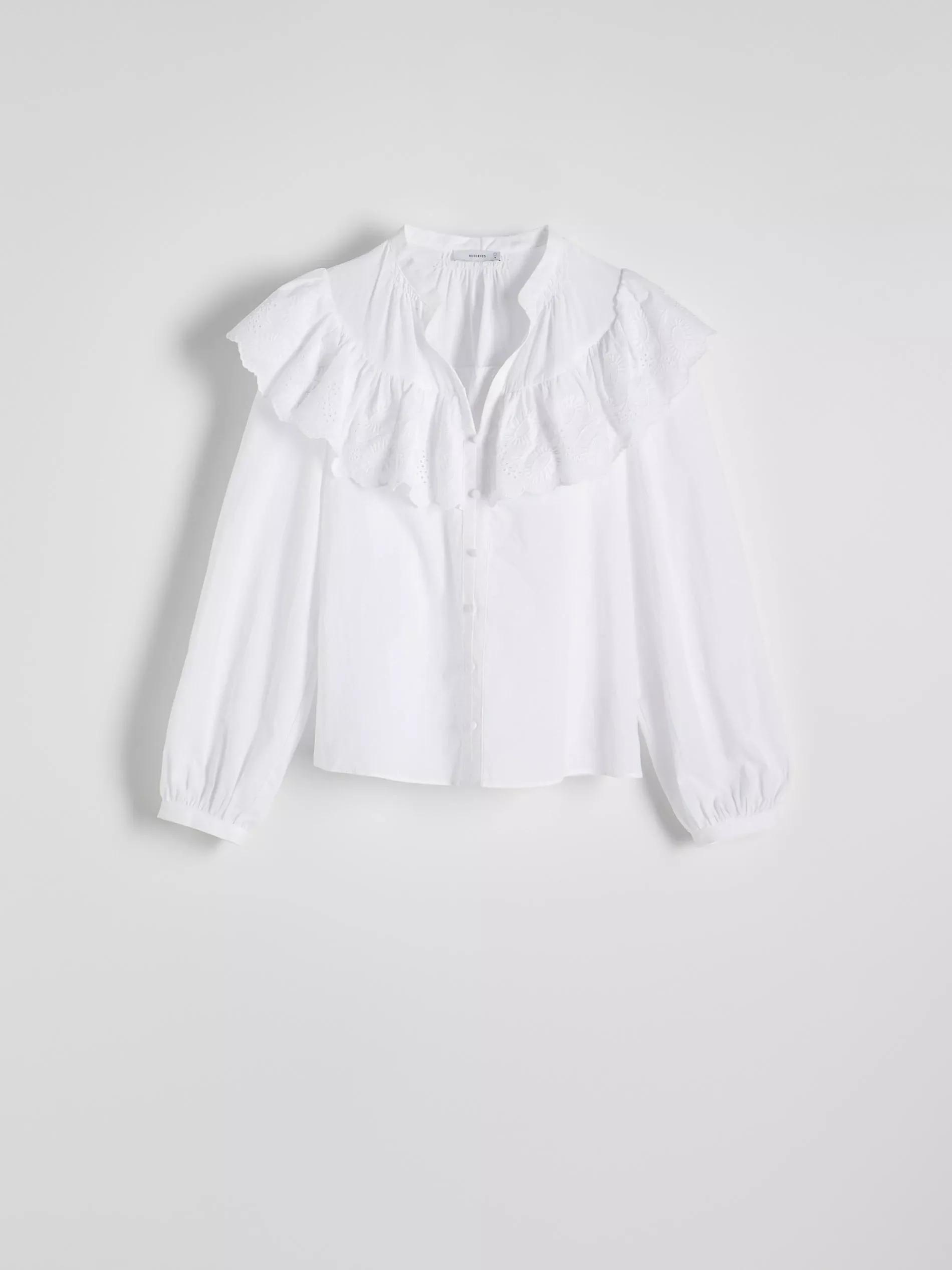 White Cotton Blouse With Flounce, , large image number 5