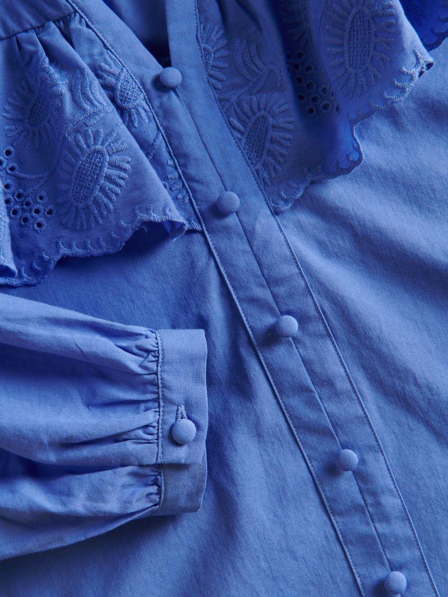 Blue Cotton Blouse With Ruffles, , large image number 1