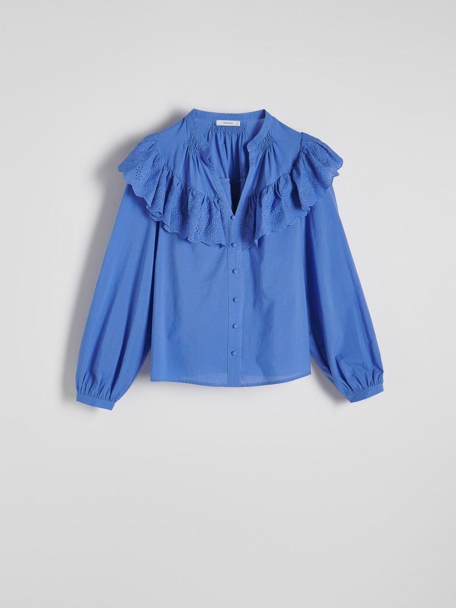 Blue Cotton Blouse With Ruffles, , large image number 2