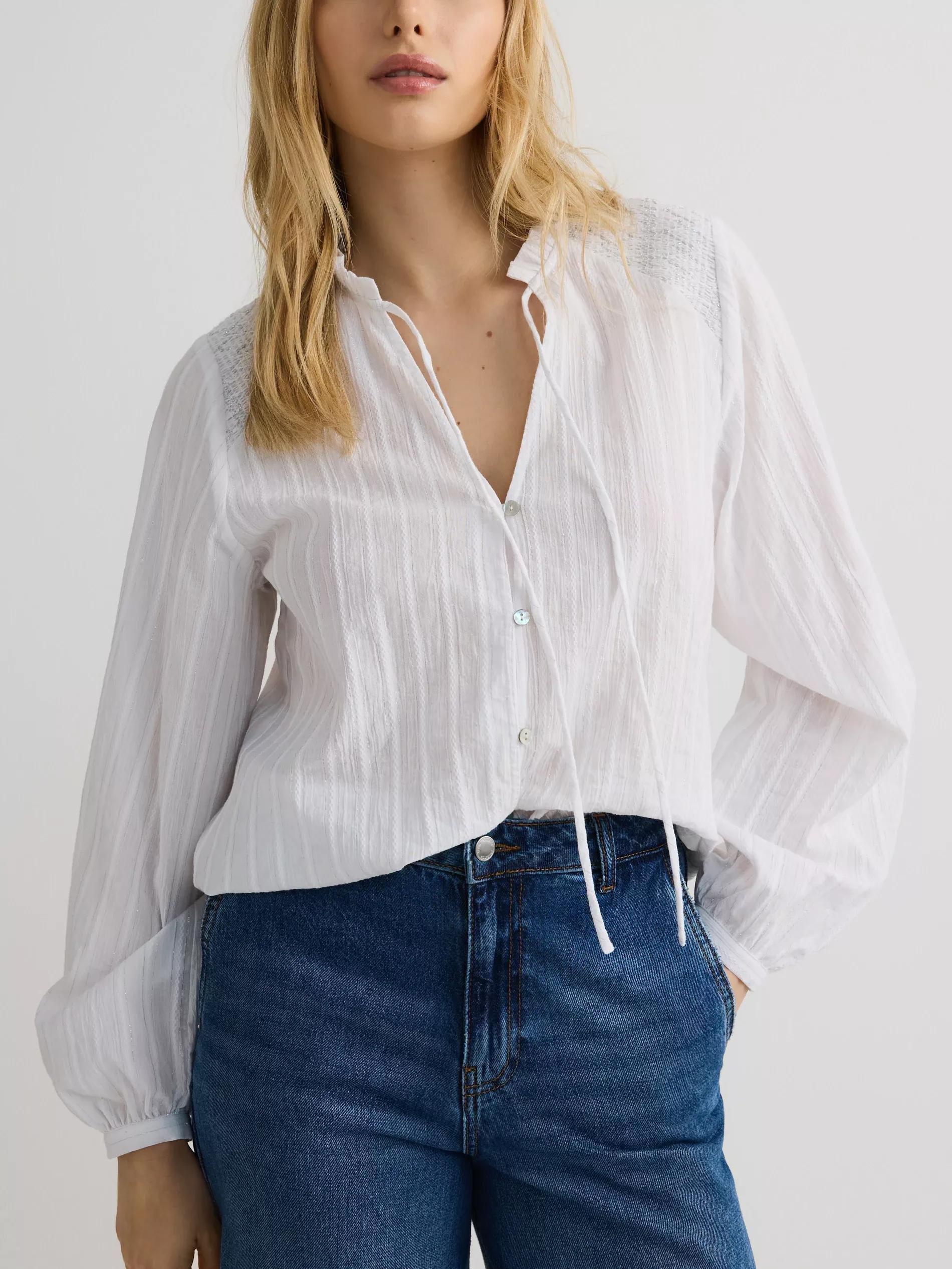 White Shirt With Decorative Tie Detail, , large image number 3