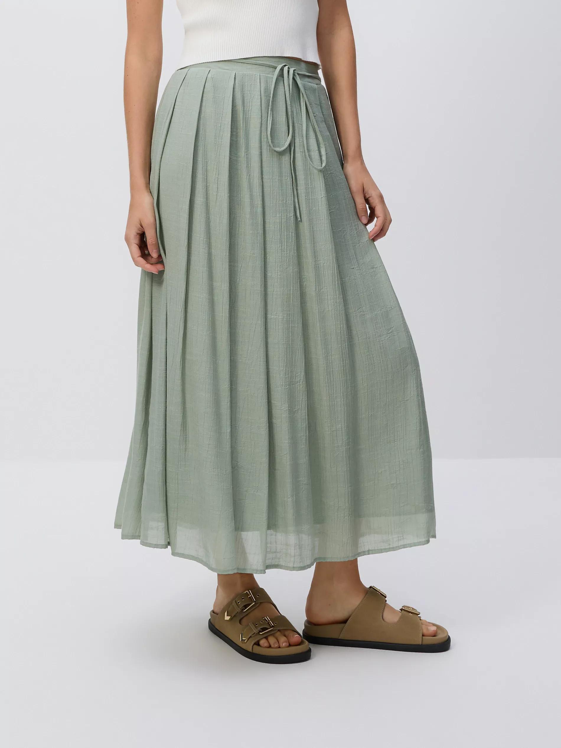 Green Maxi Skirt With Tie Detail, , large image number 0