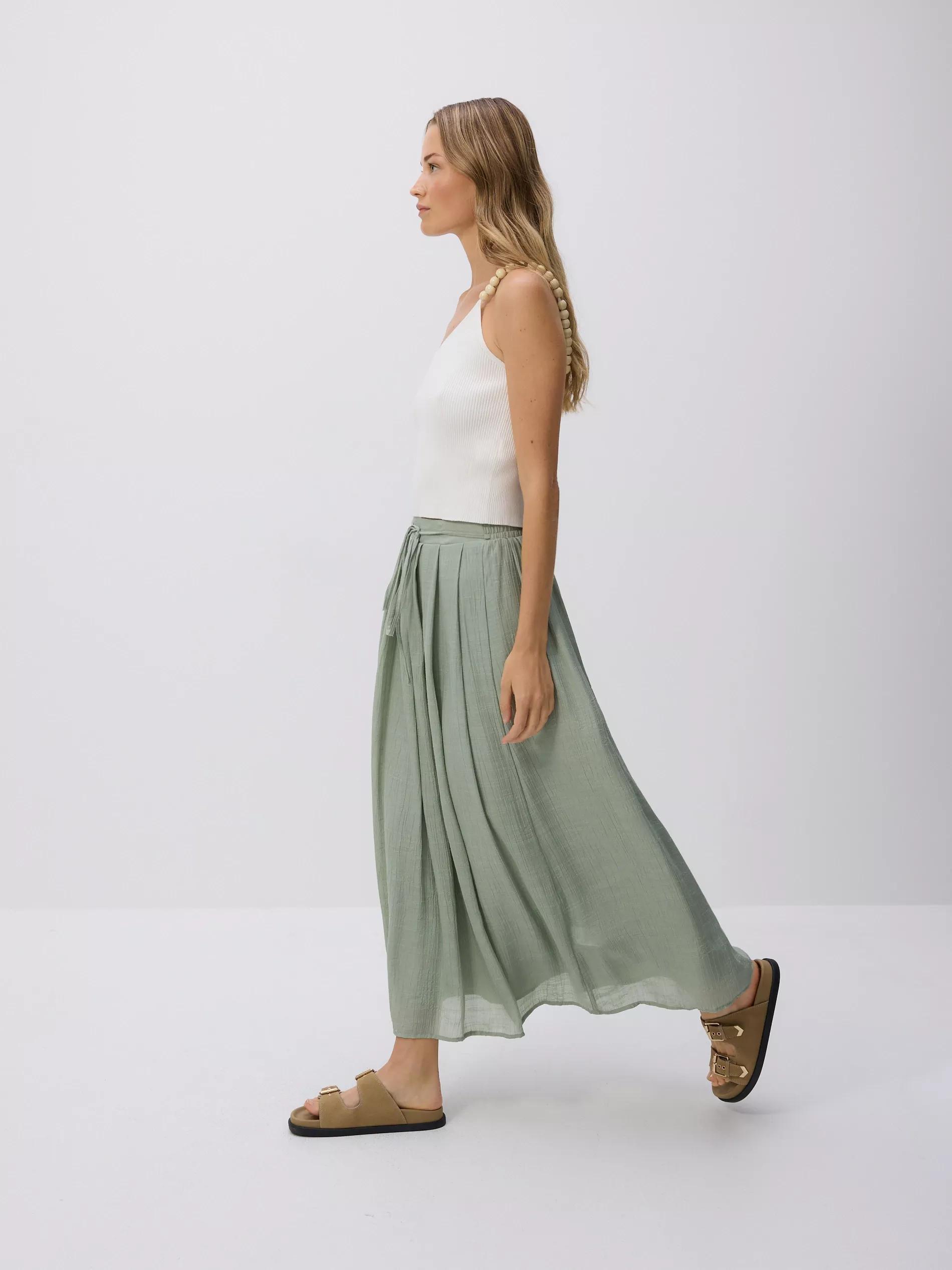 Green Maxi Skirt With Tie Detail, , large image number 2