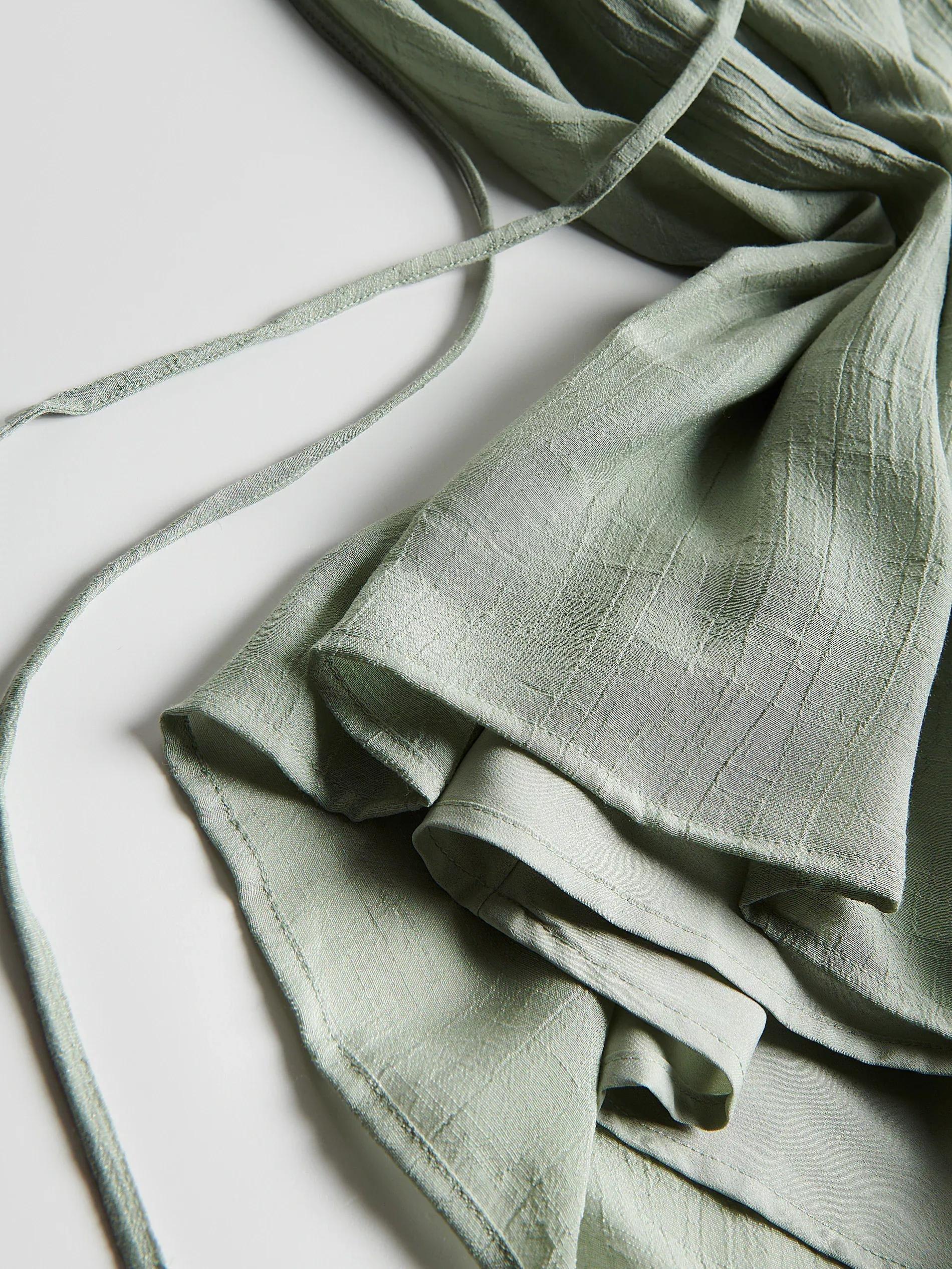 Green Maxi Skirt With Tie Detail, Green, large image number 5