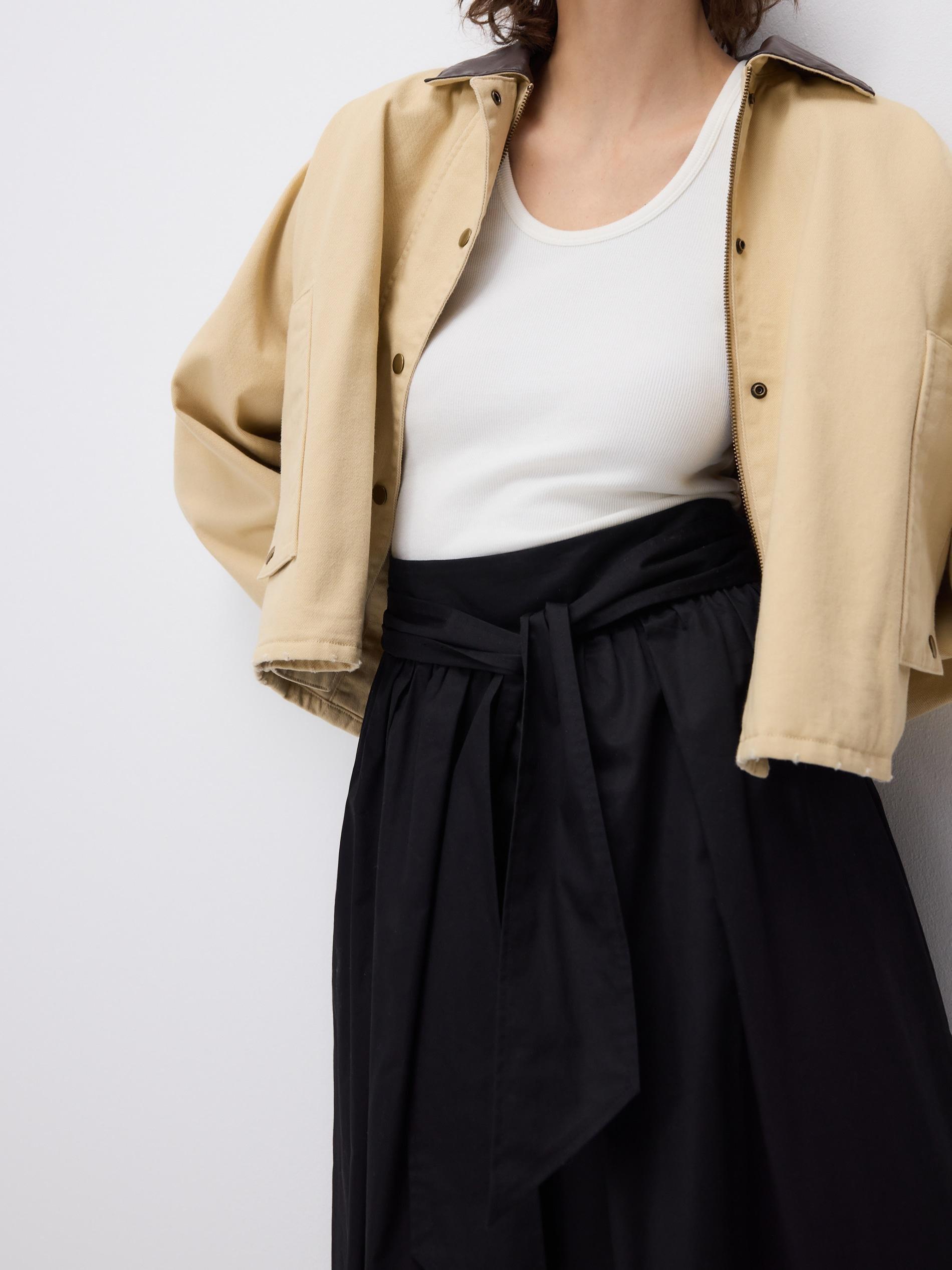 Black Midi Skirt With Tie Detail, , large image number 3