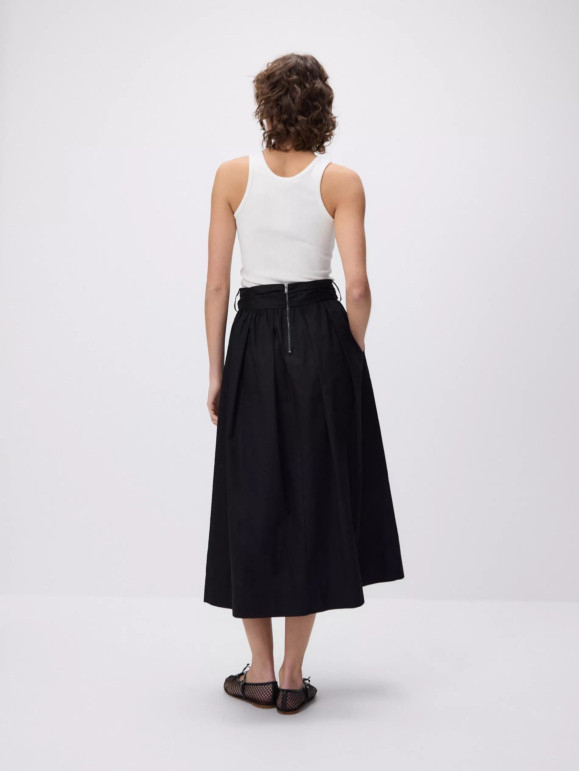 Black Midi Skirt With Tie Detail, , large image number 4