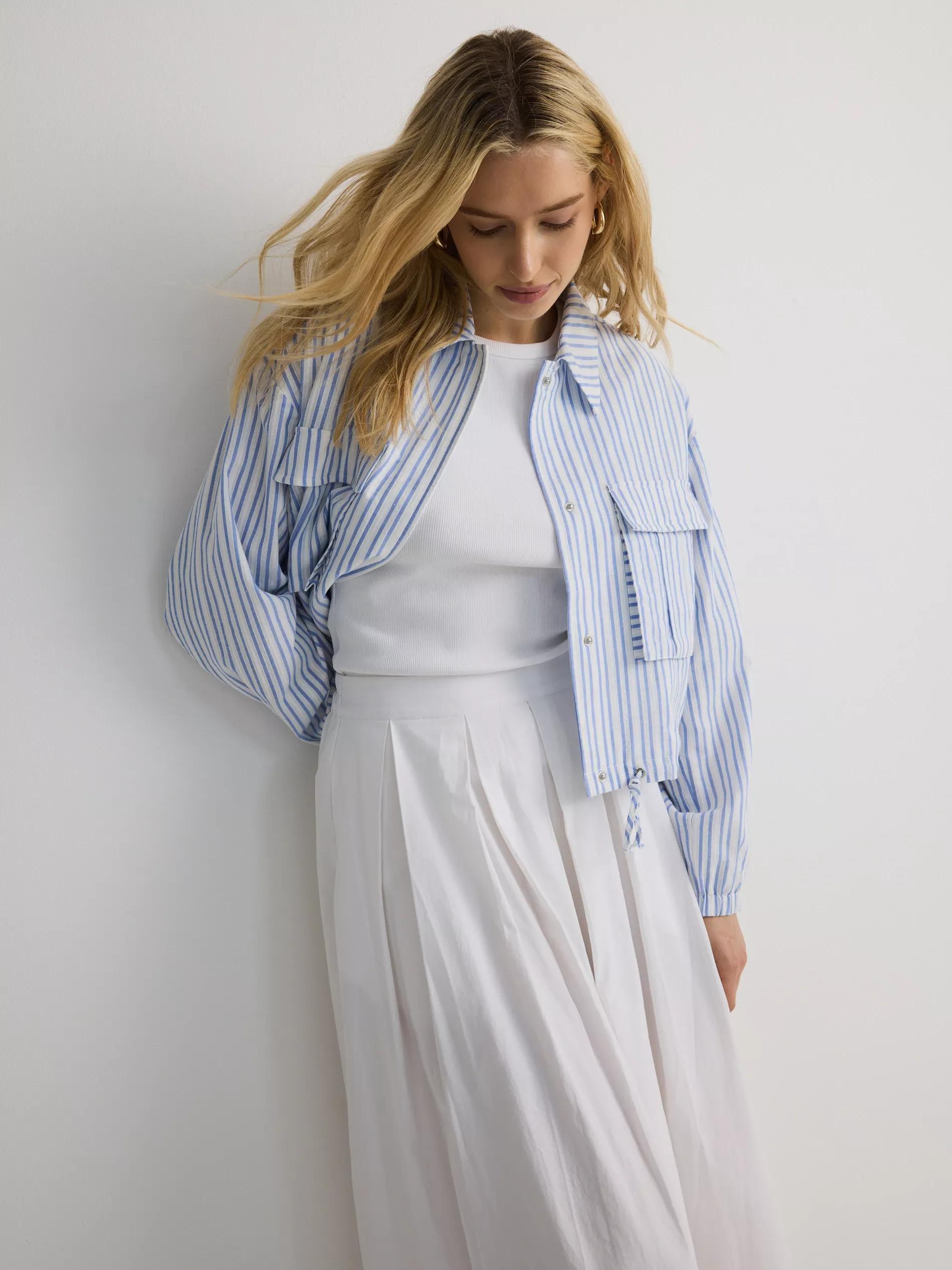 White Cotton Skirt With Pleats, , large image number 3