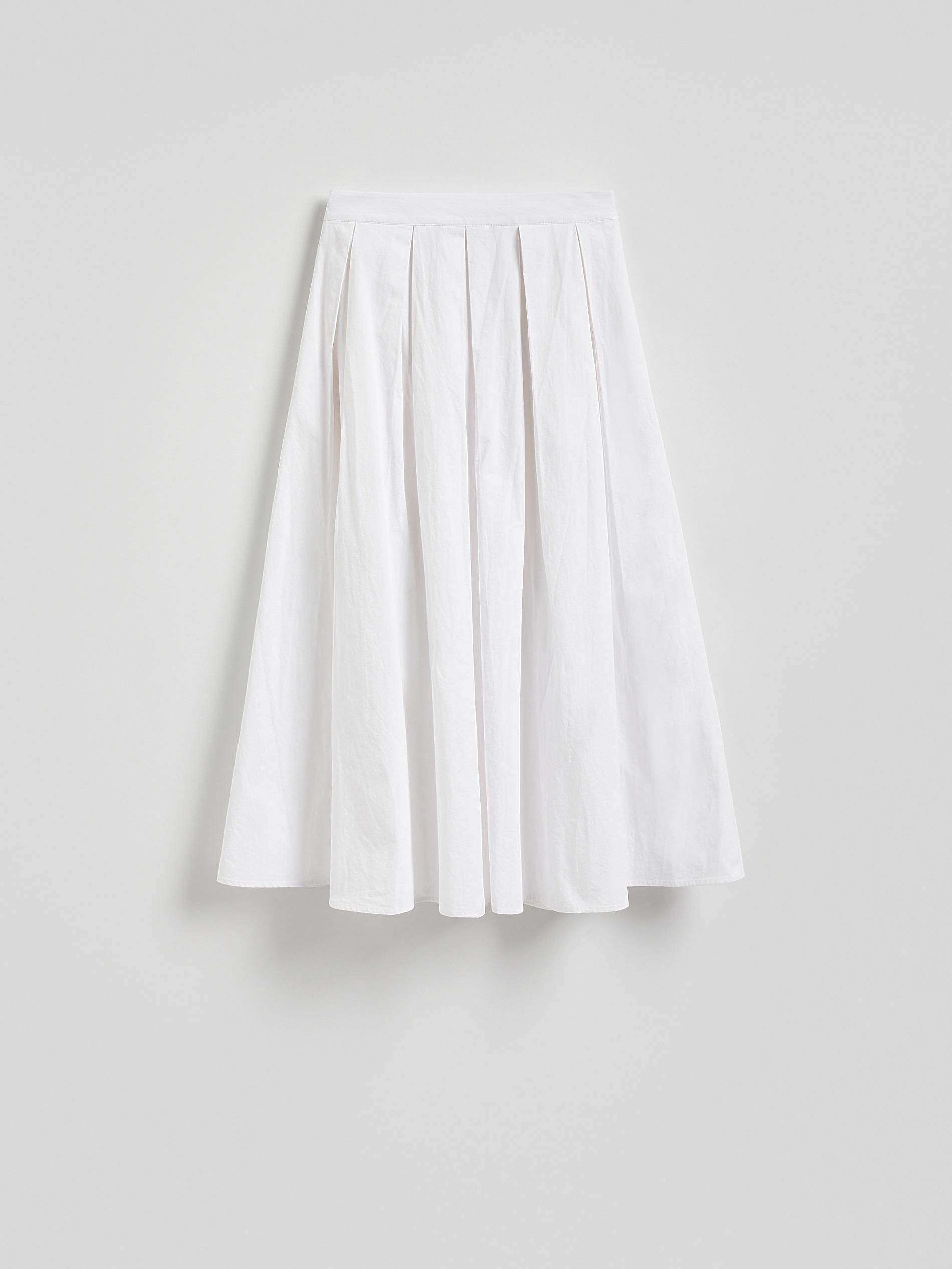 White Cotton Skirt With Pleats, White, large image number 5