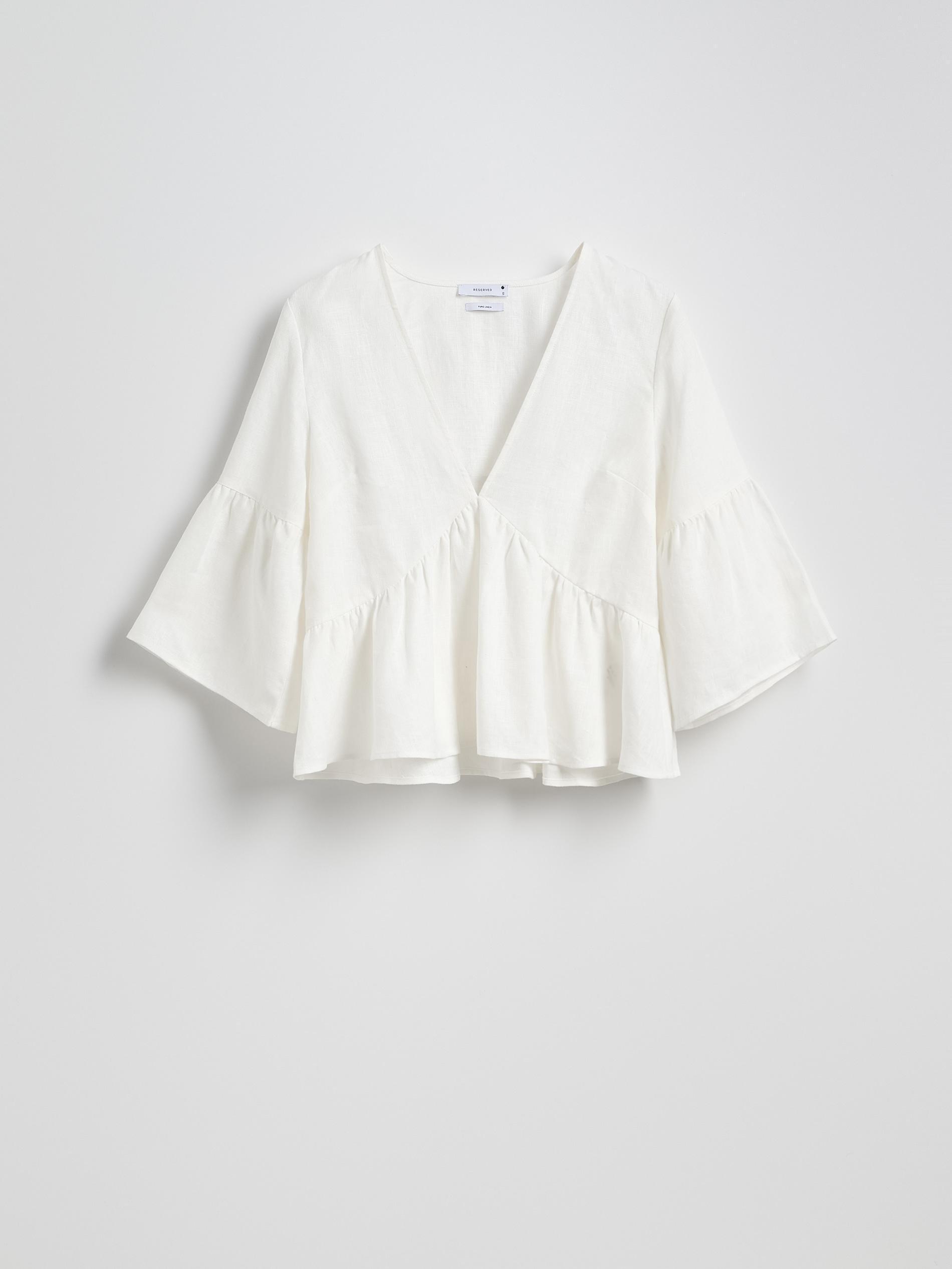 Cream Linen Blouse, , large image number 0