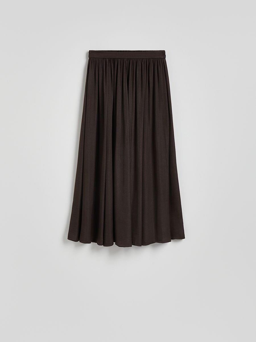 Brown Pleated Skirt In Maxi Length, , large image number 0