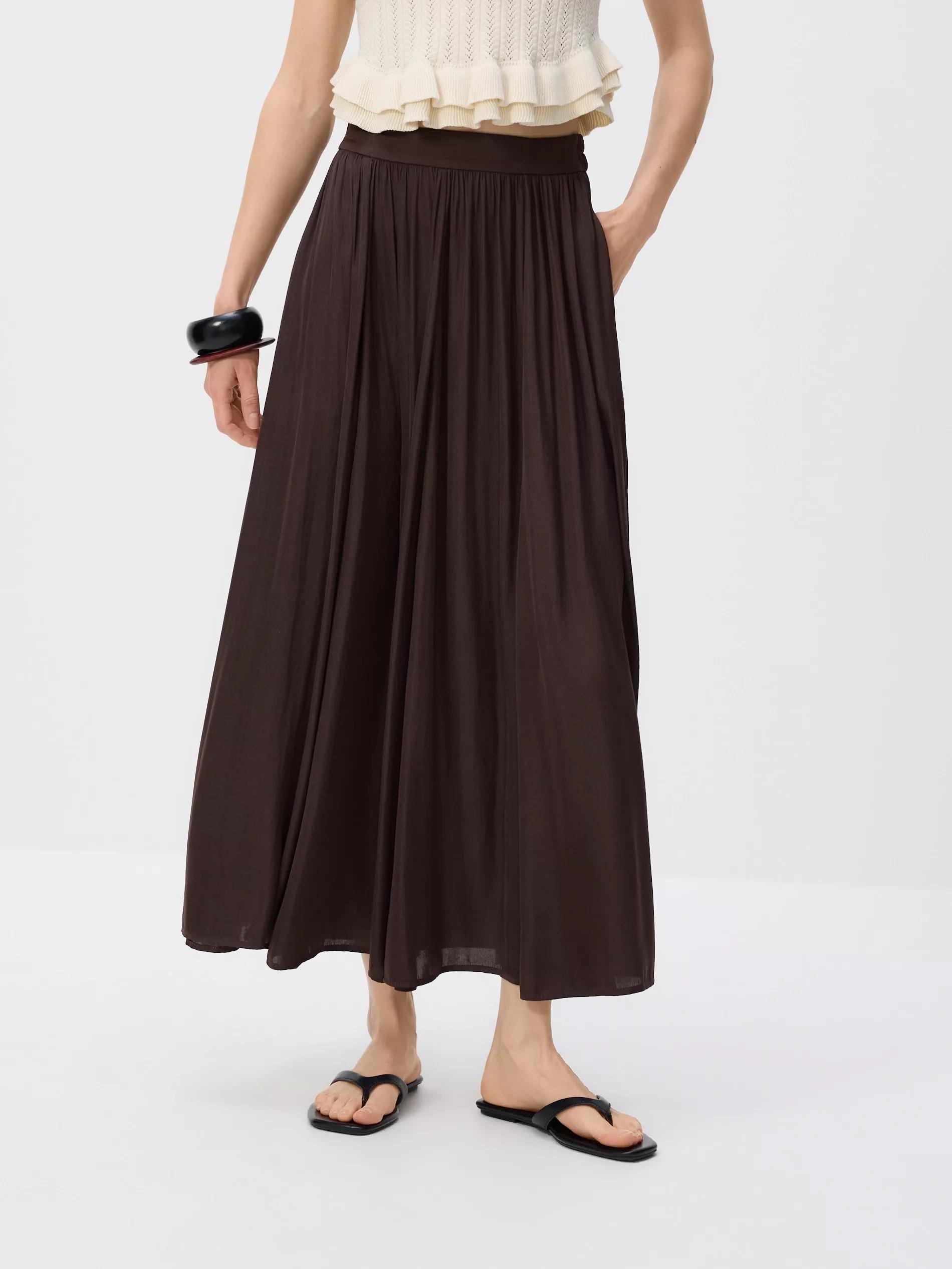 Brown Pleated Skirt In Maxi Length, , large image number 2
