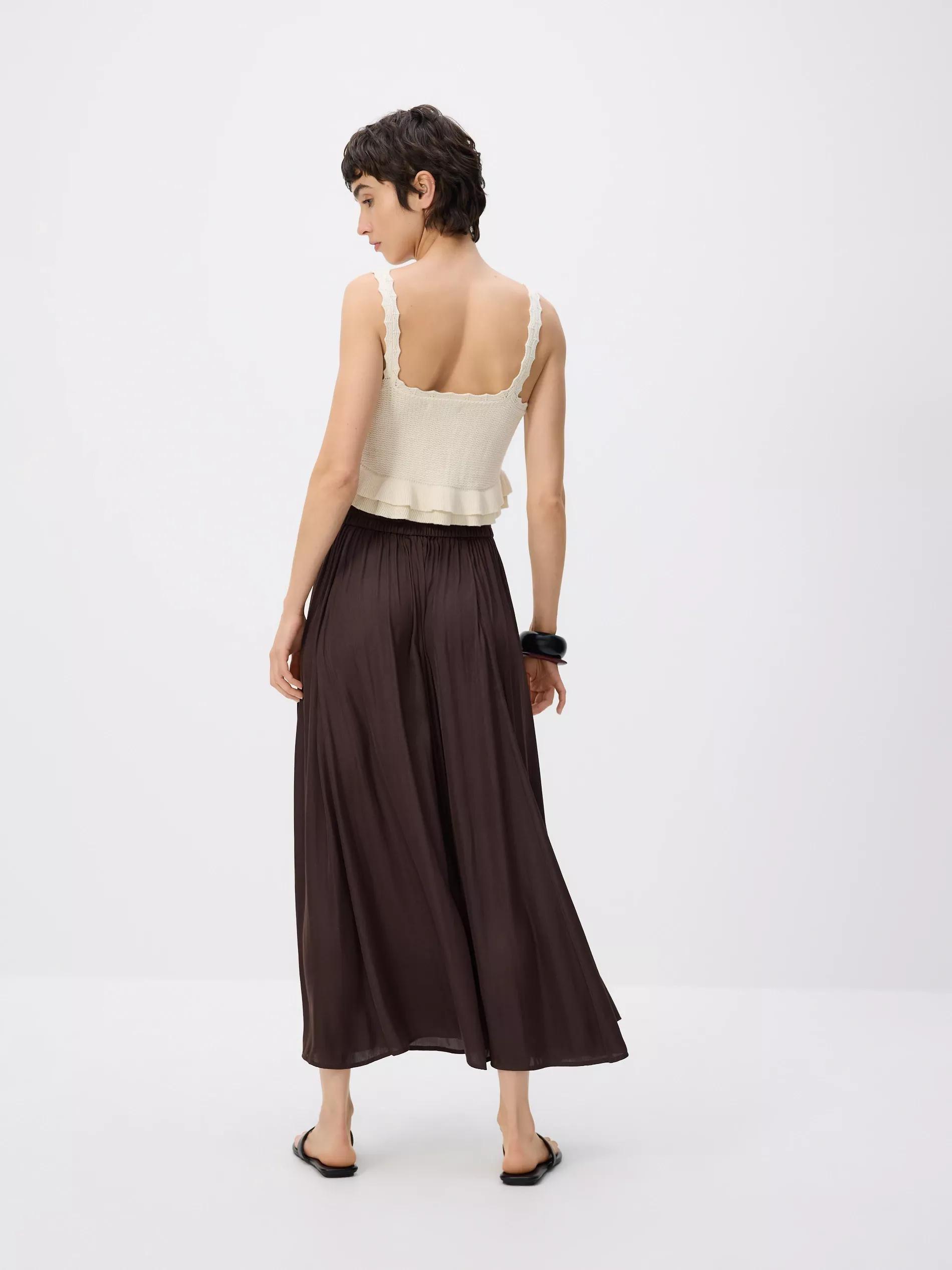 Brown Pleated Skirt In Maxi Length, , large image number 3