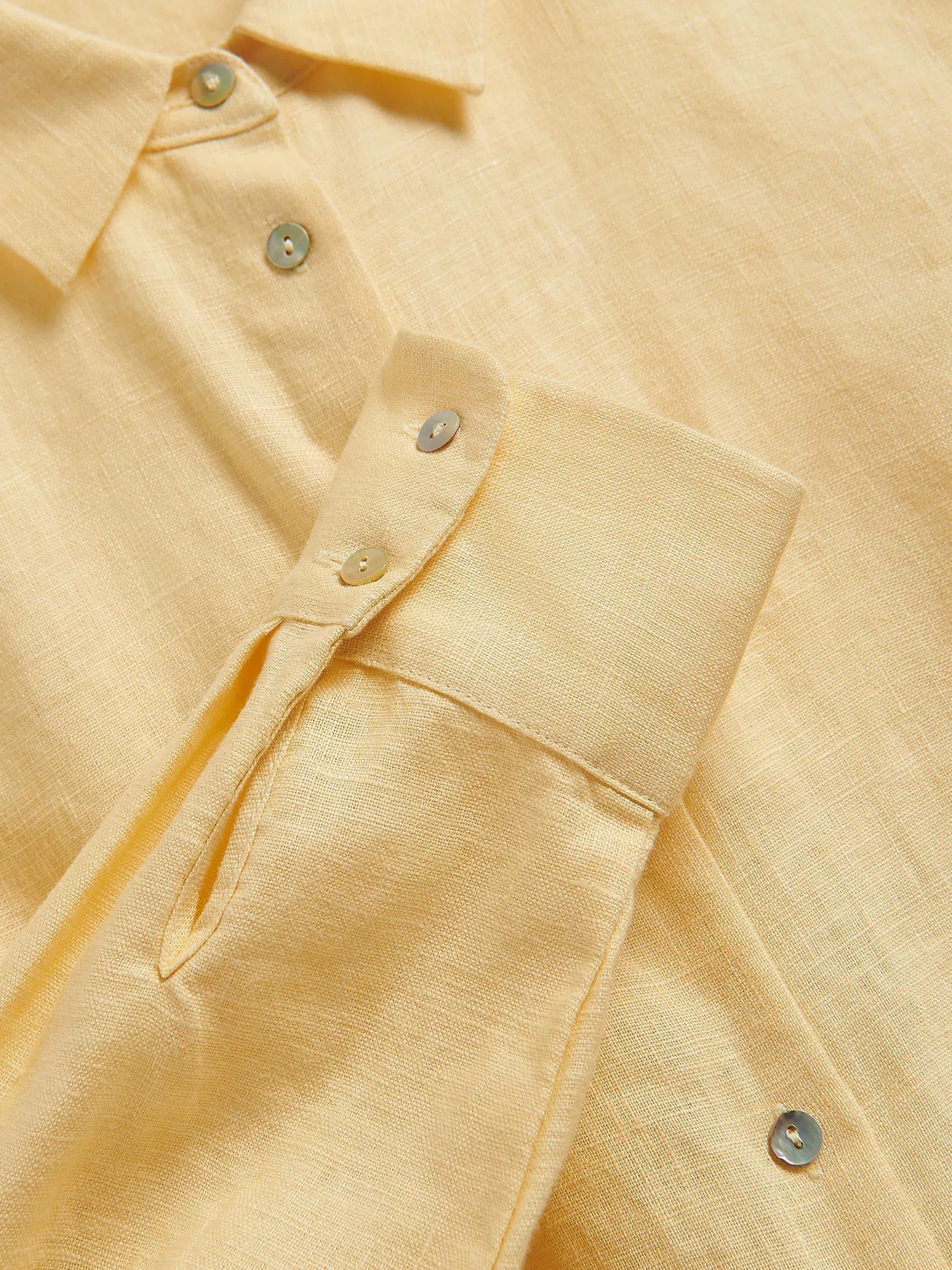 Cream Linen Shirt, , large image number 1