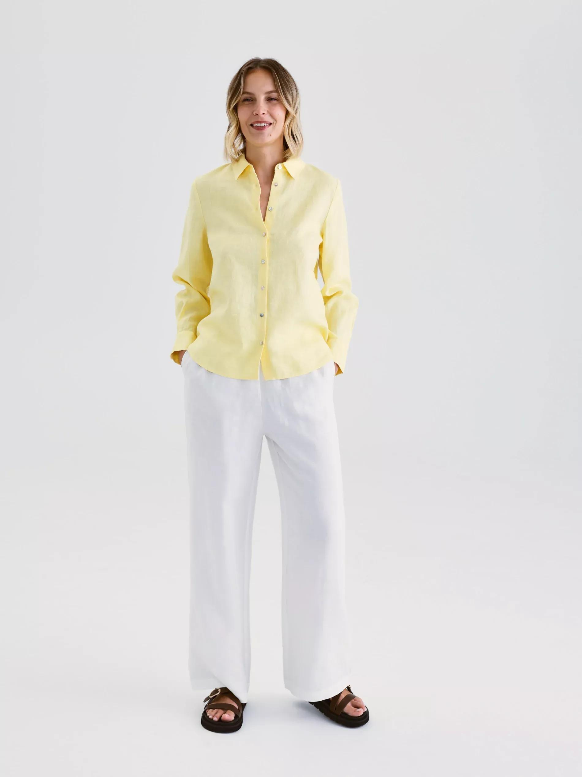 Yellow Linen Shirt, , large image number 1