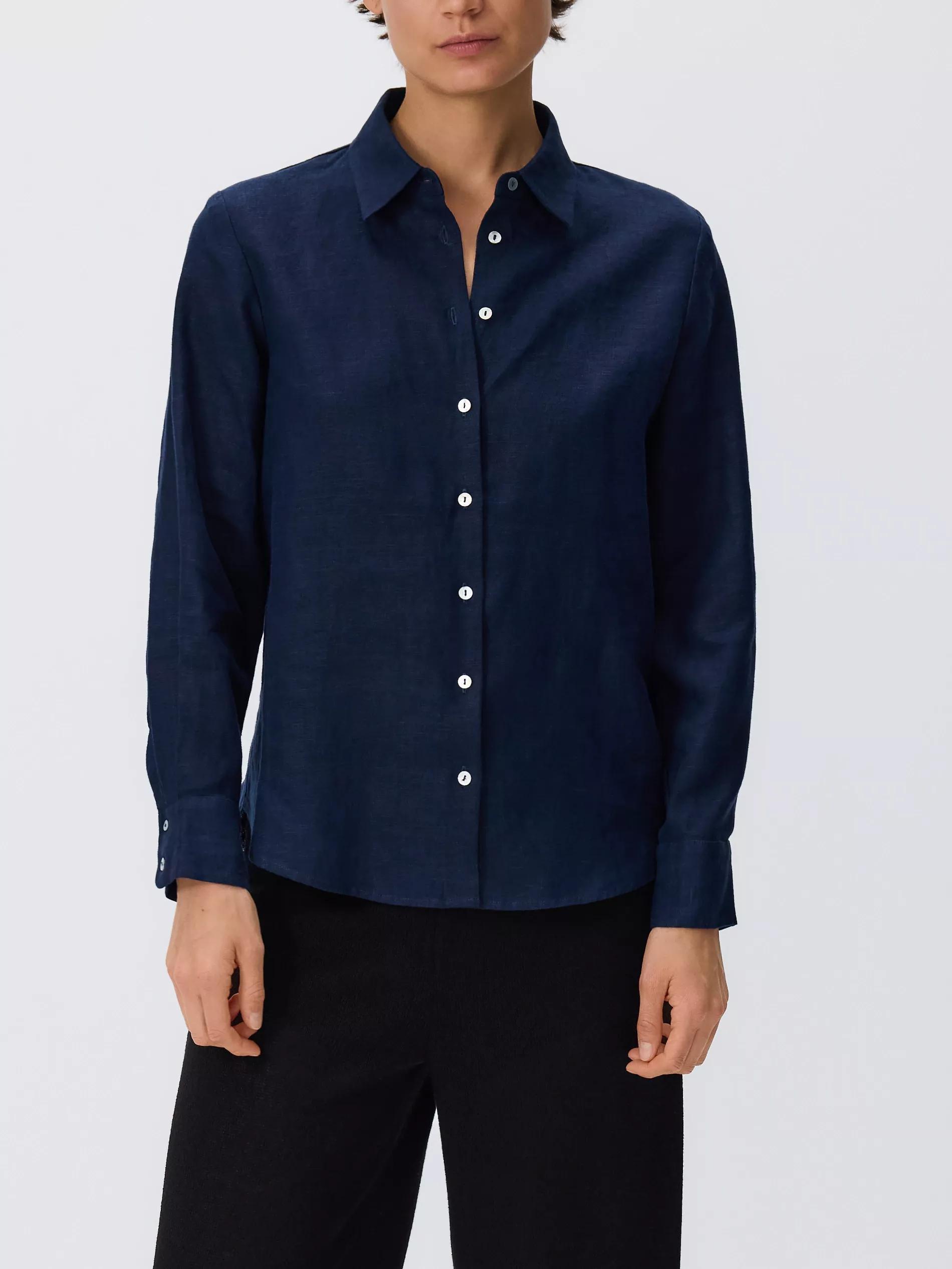Navy Linen Shirt, , large image number 0