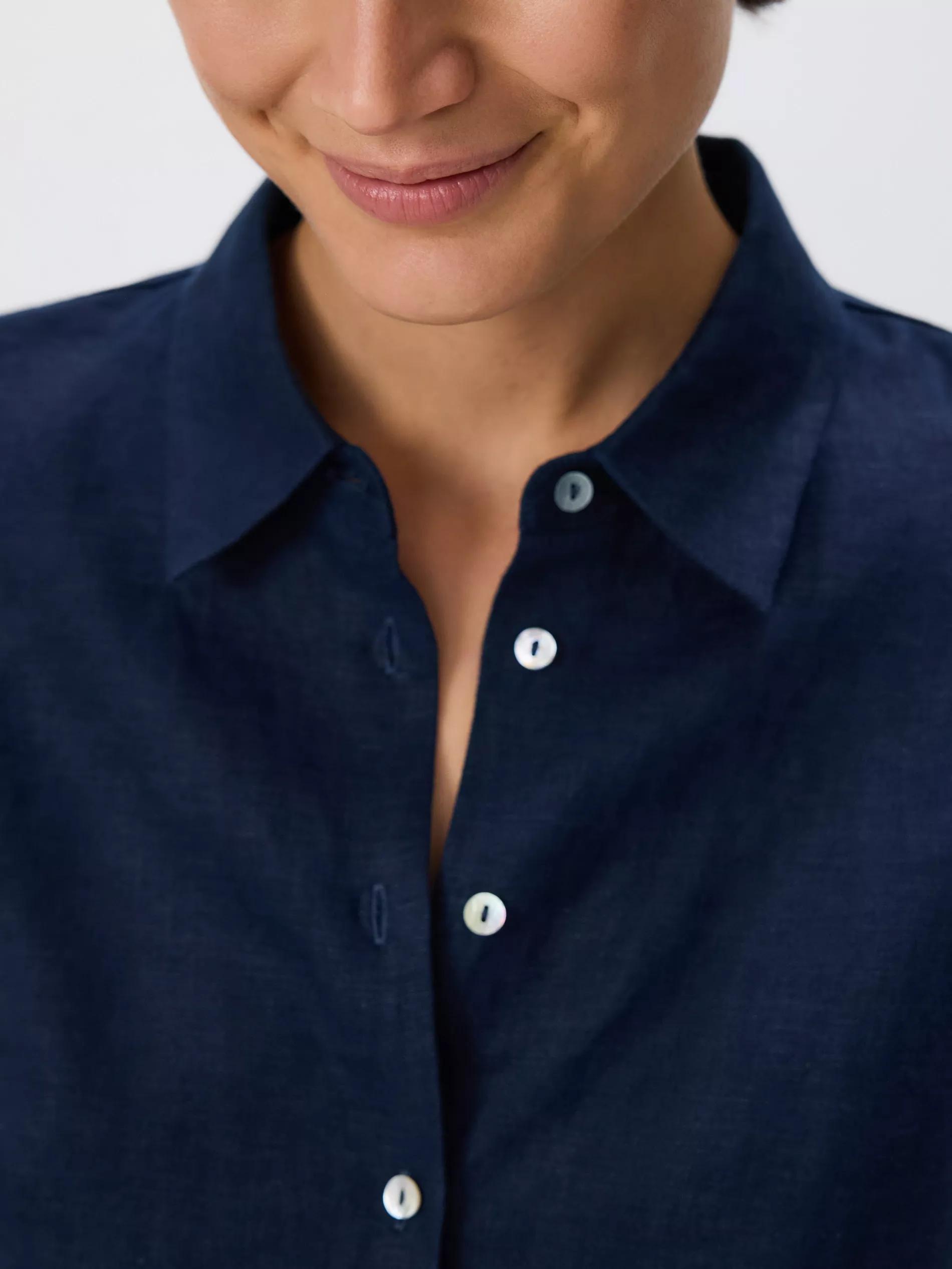 Navy Linen Shirt, , large image number 2